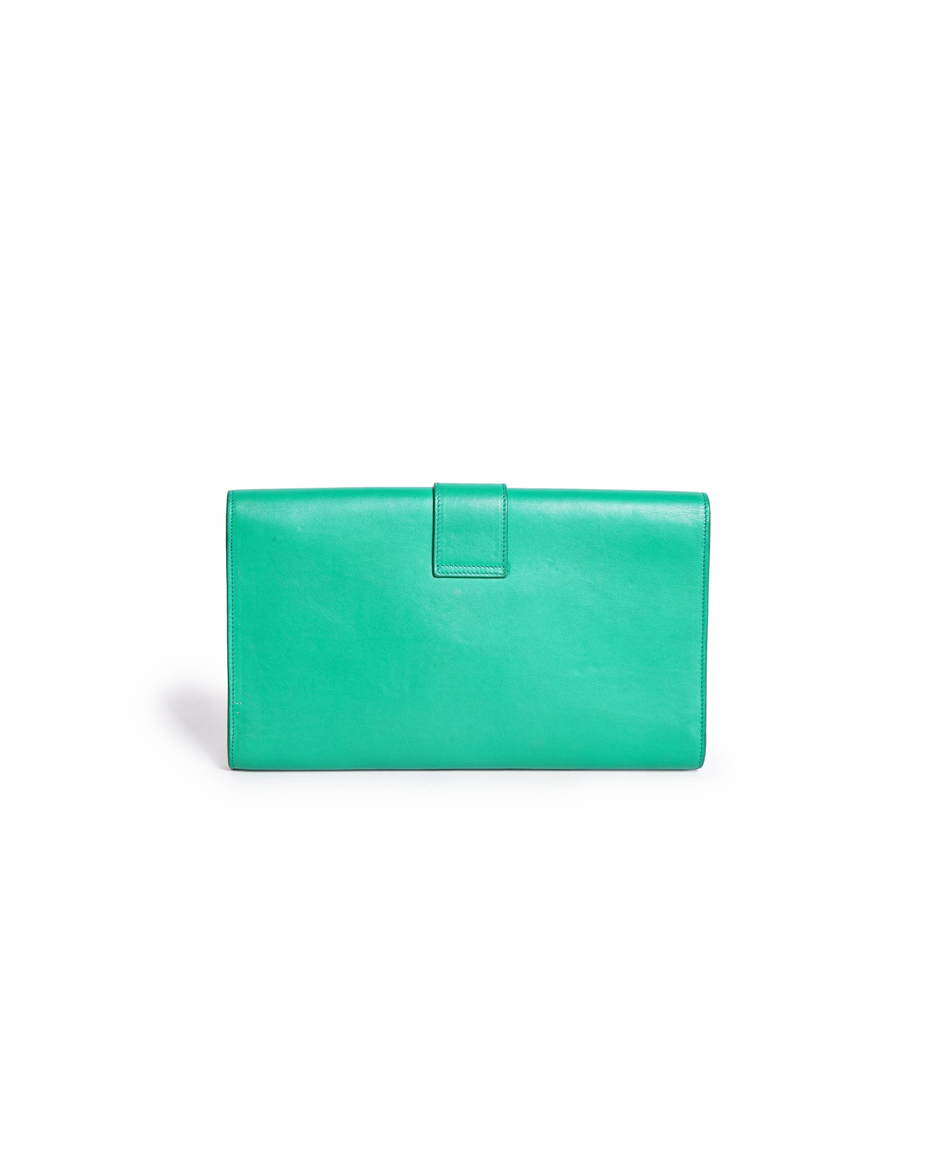 Yves Saint Laurent Green Leather Y-Ligne Clutch
