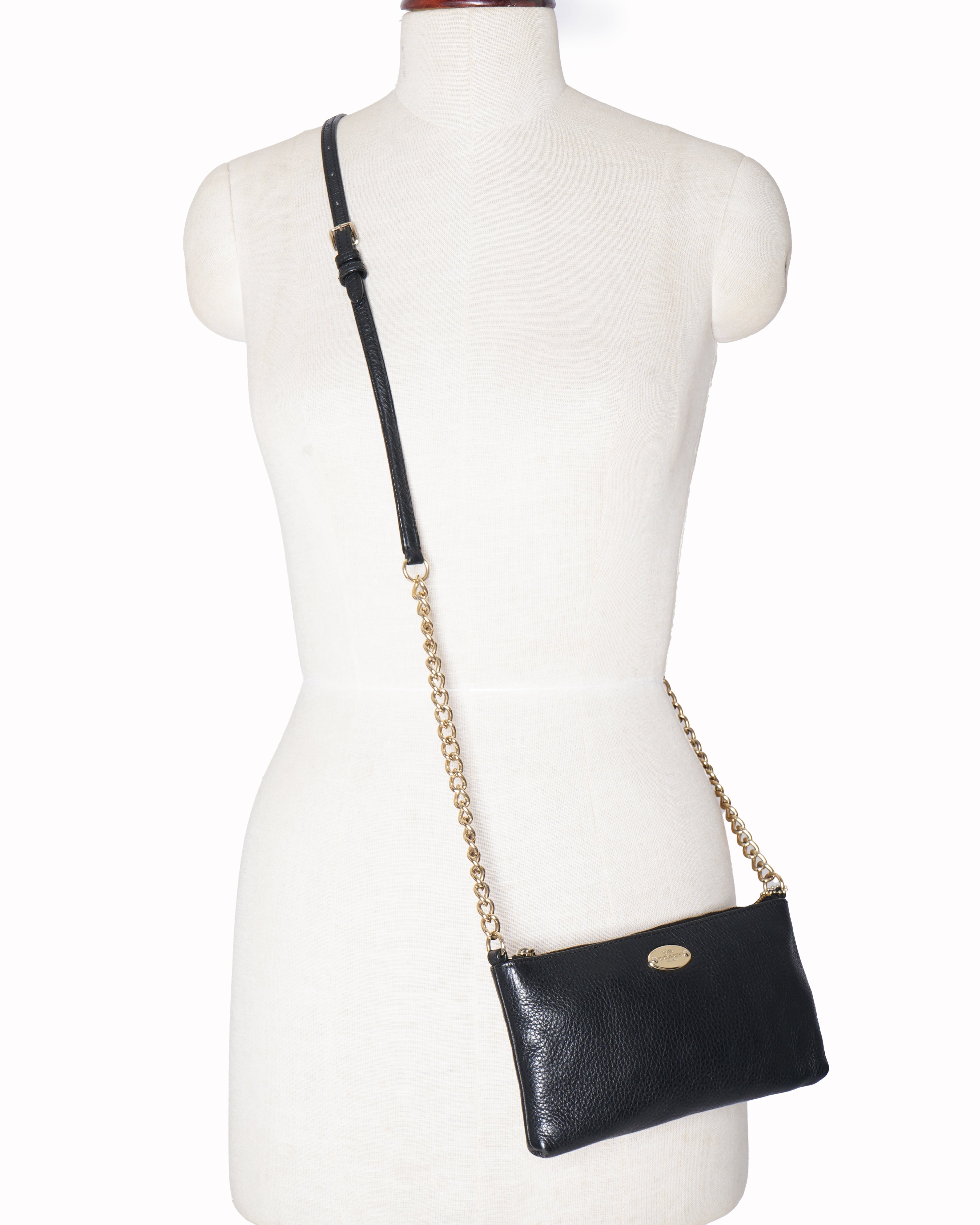 Coach black leather crossbody bag