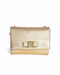 Salvatore Ferragamo Metallic Gold Leather Vara Bow Chain Crossbody Bag
