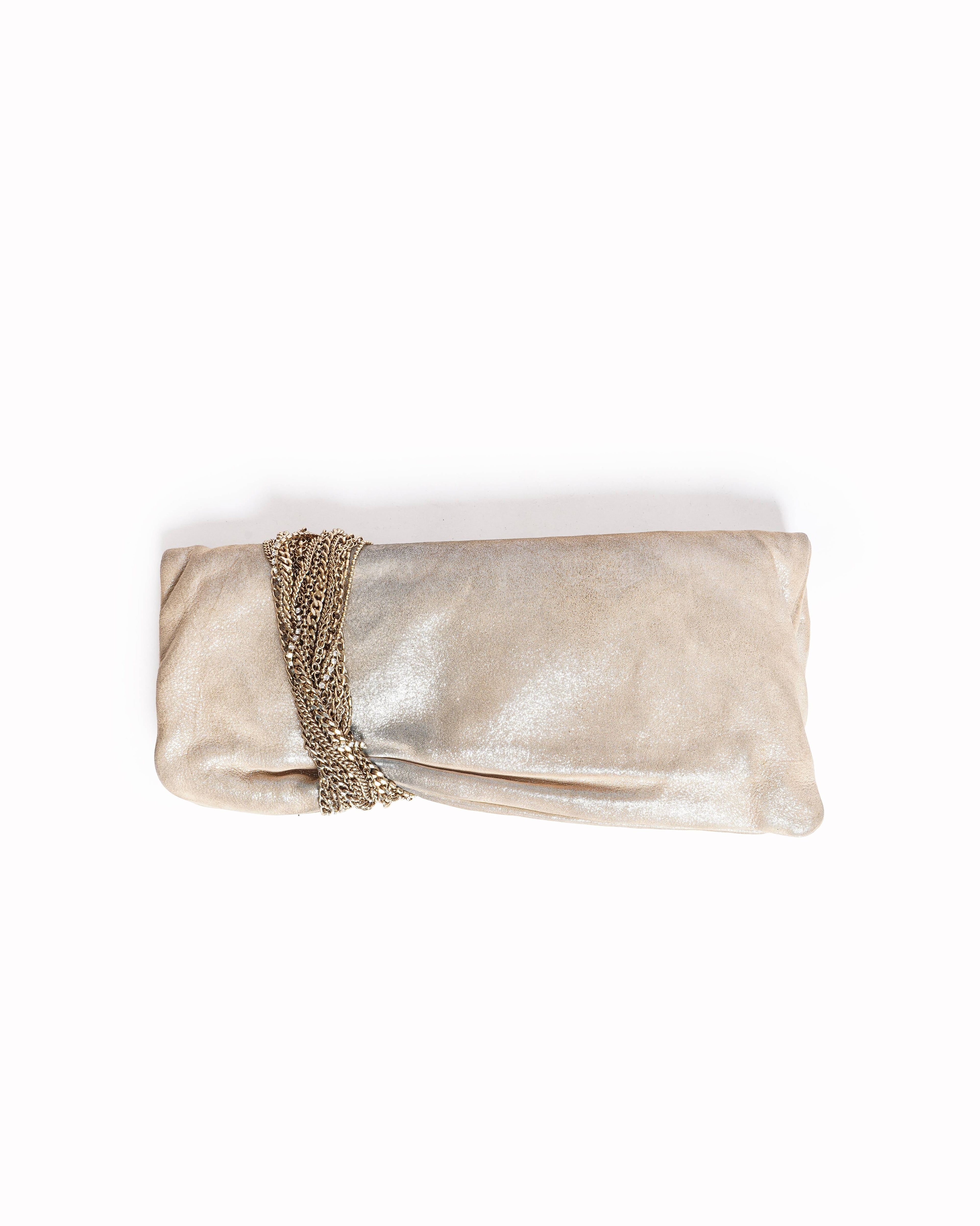 Jimmy choo Chandra Crystal Embellished Bracelet Suede Clutch