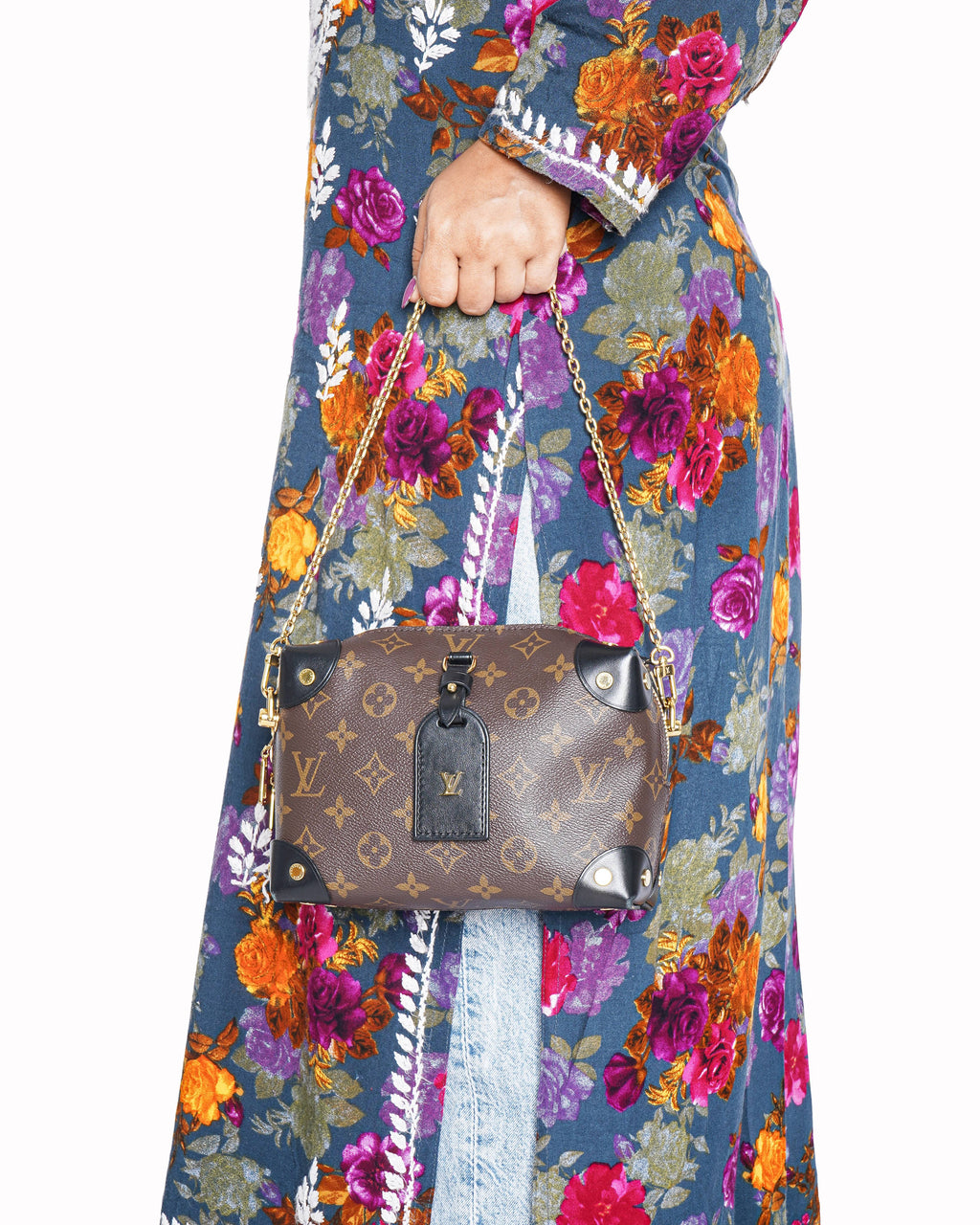 Louis Vuitton Monogram Canvas and Leather Petite Malle Souple Bag