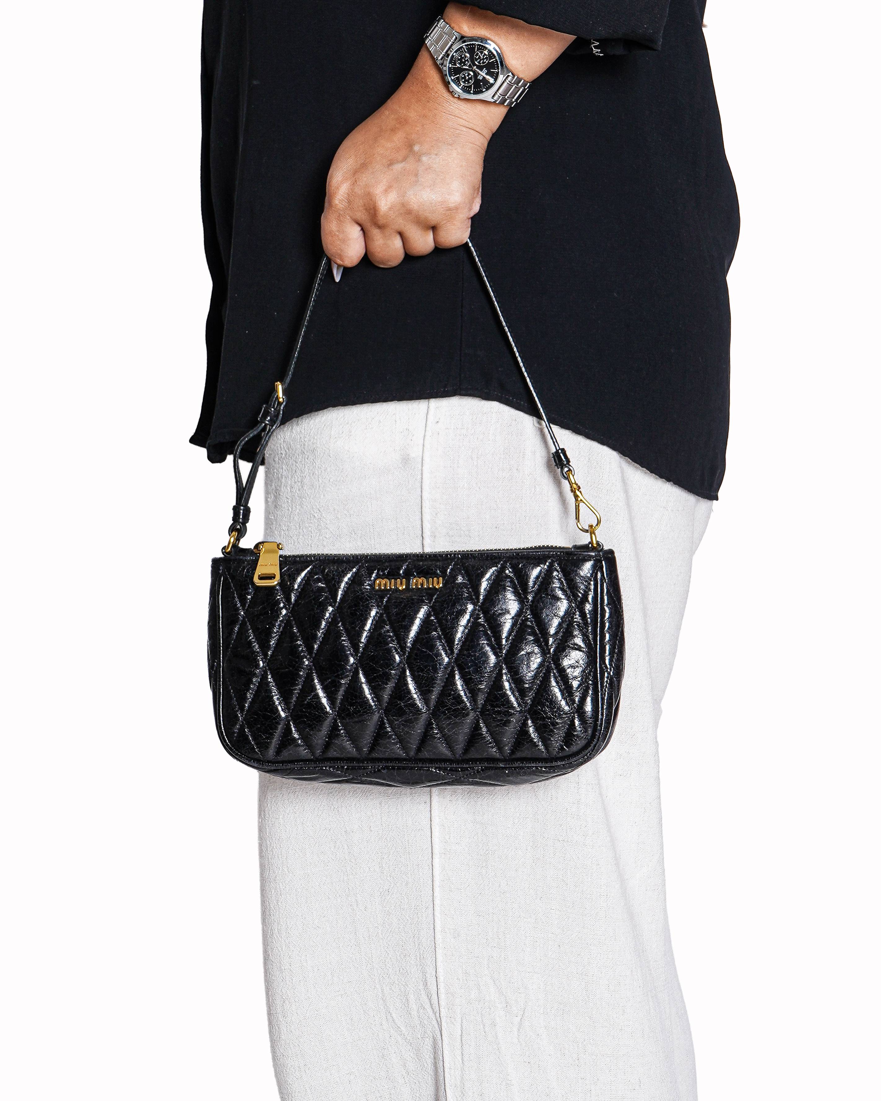 Miu Miu Quilted Mini Shoulder Bag In Black