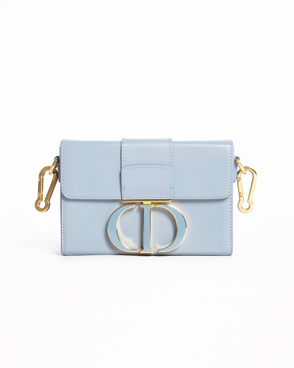 New Christian Dior 30 Montaigne Bag In Greyish Blue Leather & Gold Tone Hardware