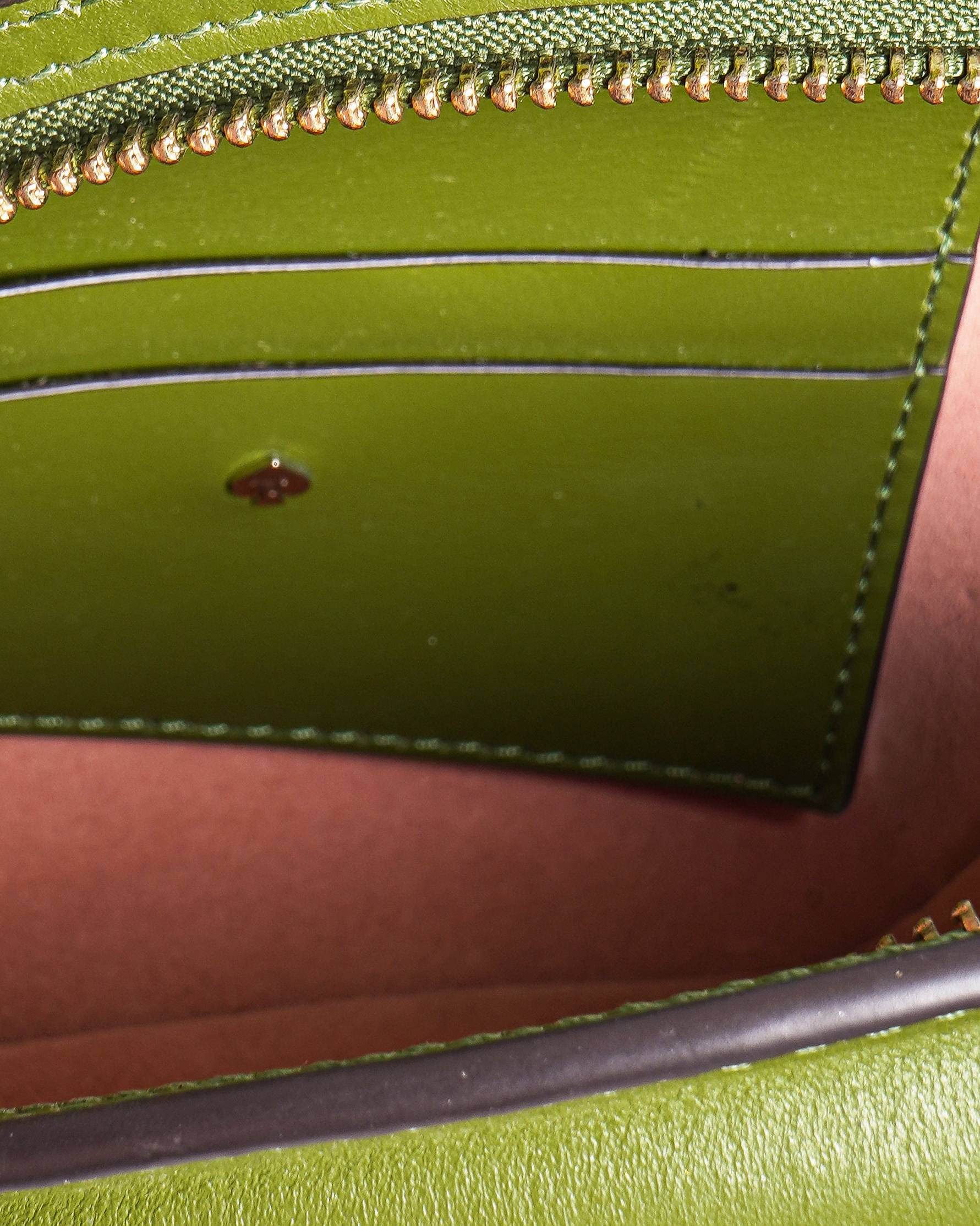 Kate Spade Olive Green & Pink Leather Elephant Crossbody Sling Bag