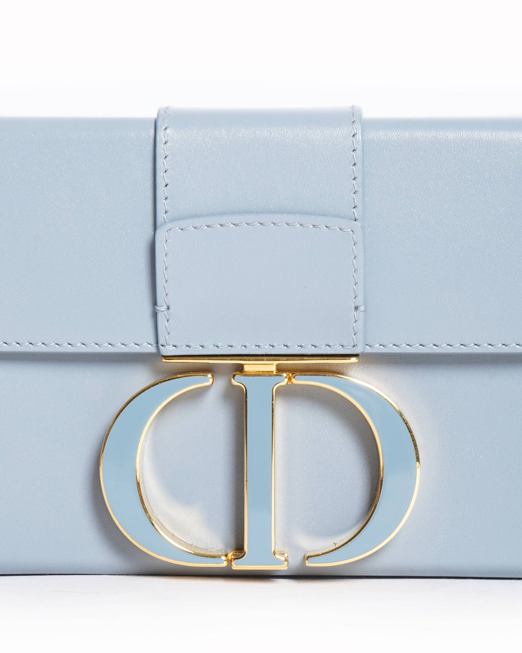 New Christian Dior 30 Montaigne Bag In Greyish Blue Leather & Gold Tone Hardware