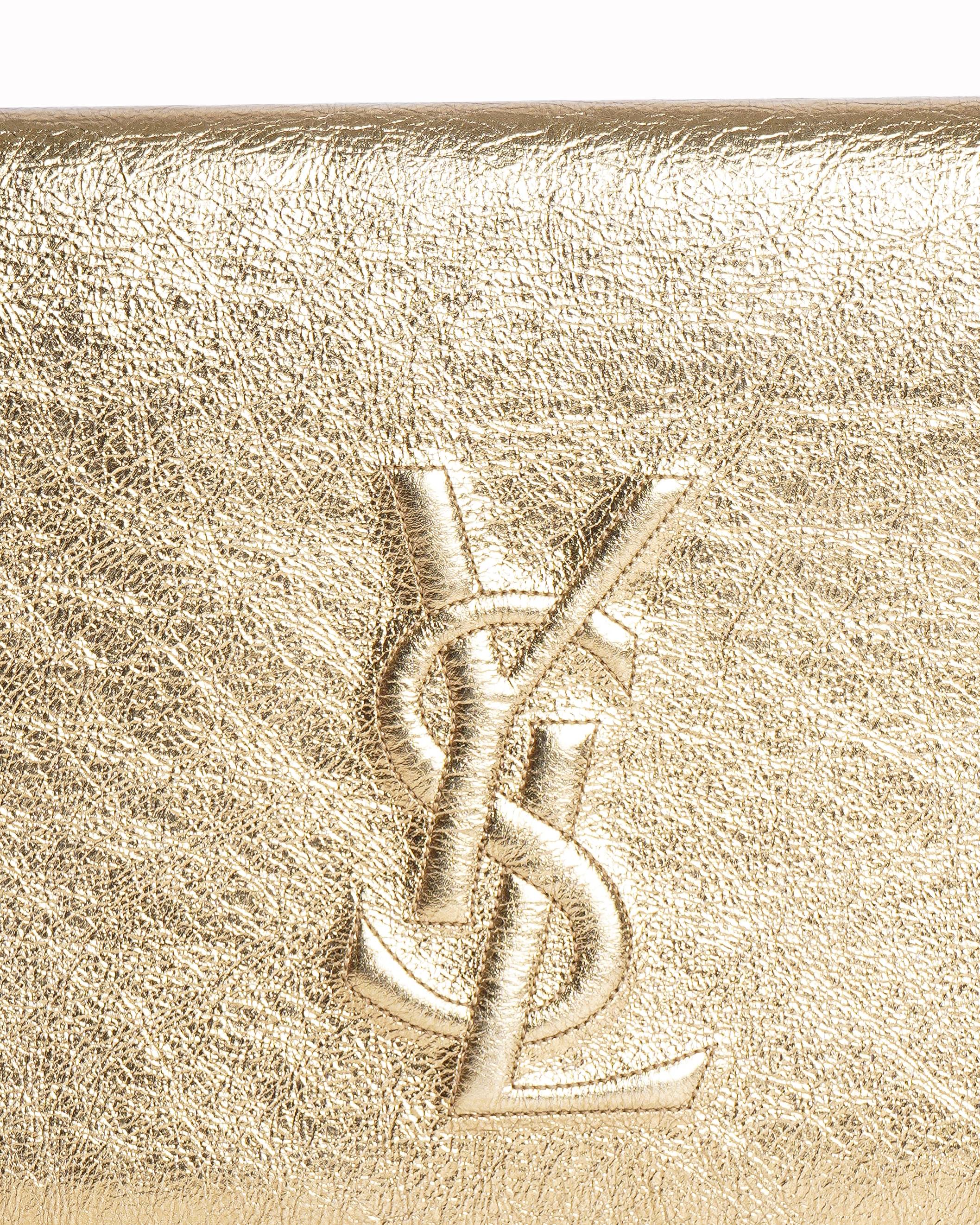 Yves Saint Laurent Metallic Gold Leather Bell de Jour Clutch Bag