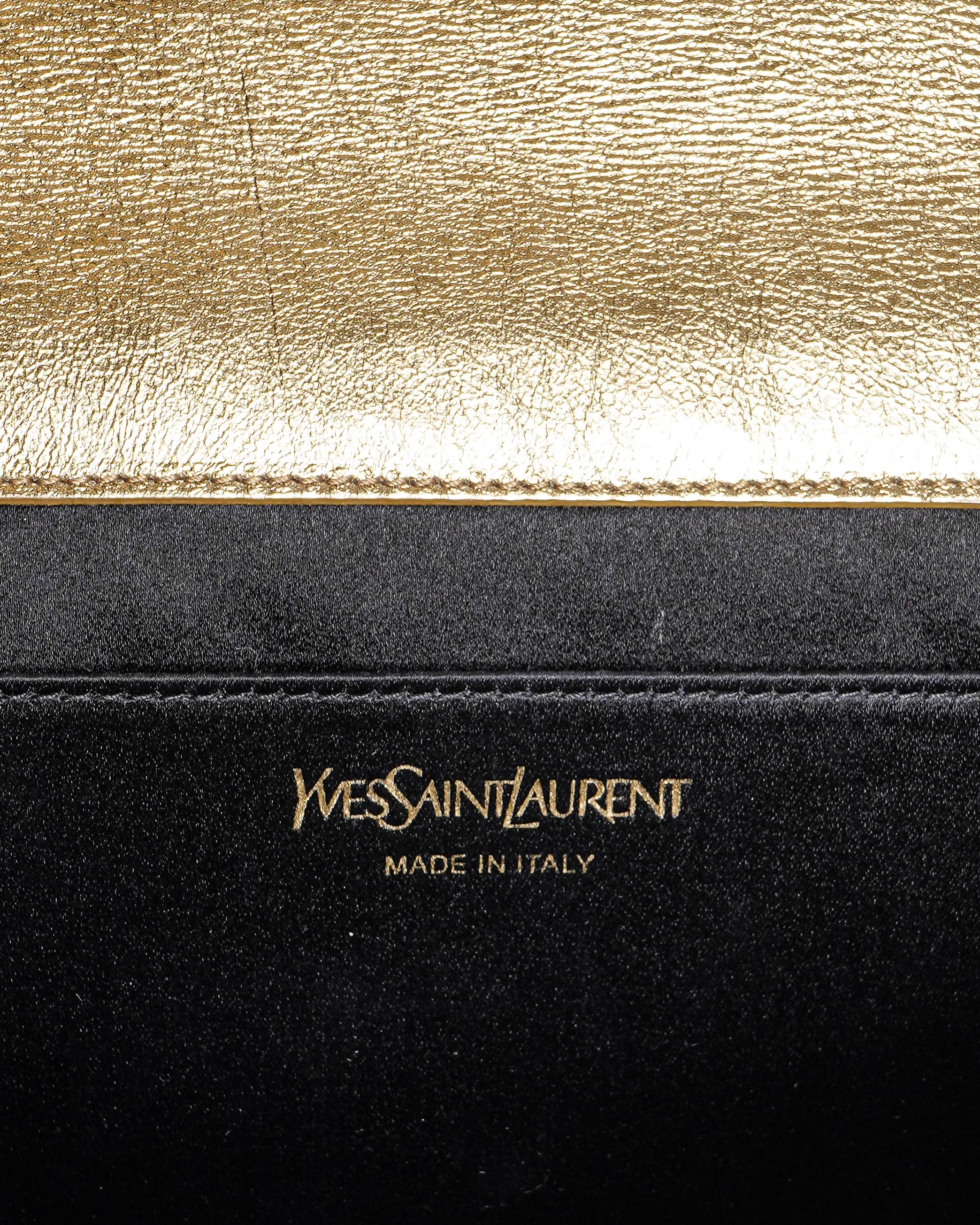 Yves Saint Laurent Metallic Gold Leather Bell de Jour Clutch Bag