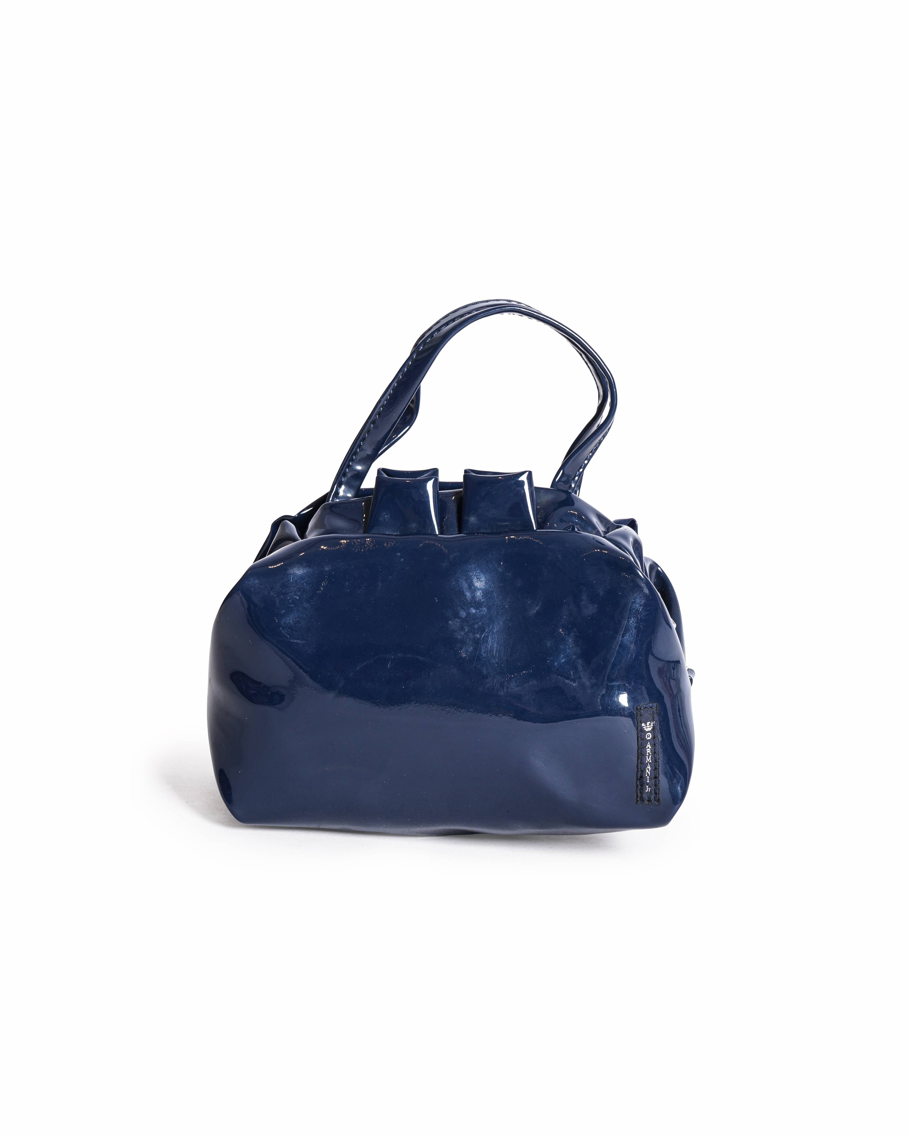 Armani Junior Navy Blue Patent Leather Mini Crossbody Bag