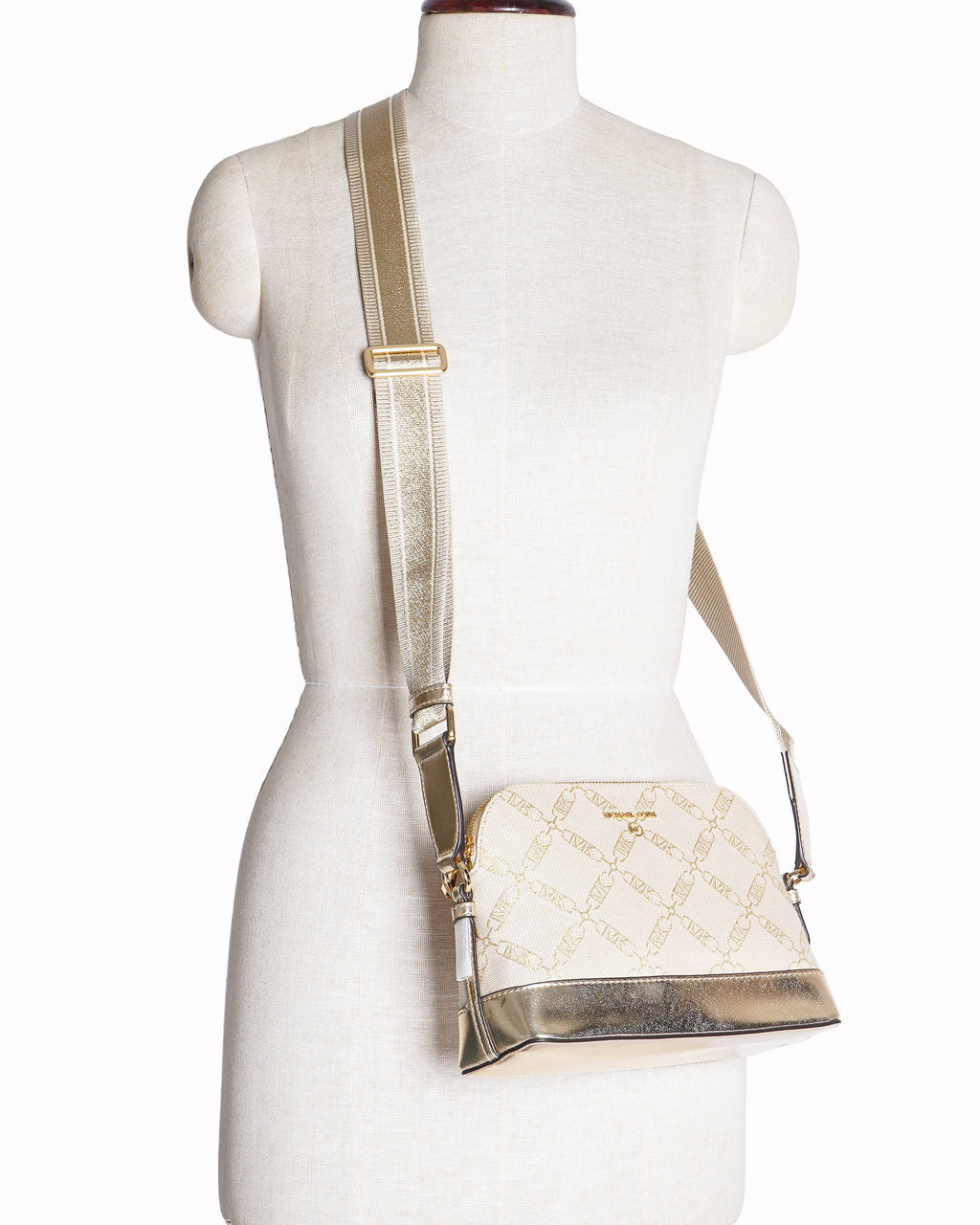 Michael Kors Jet Set Metallic Empire Logo Jacquard Crossbody Bag