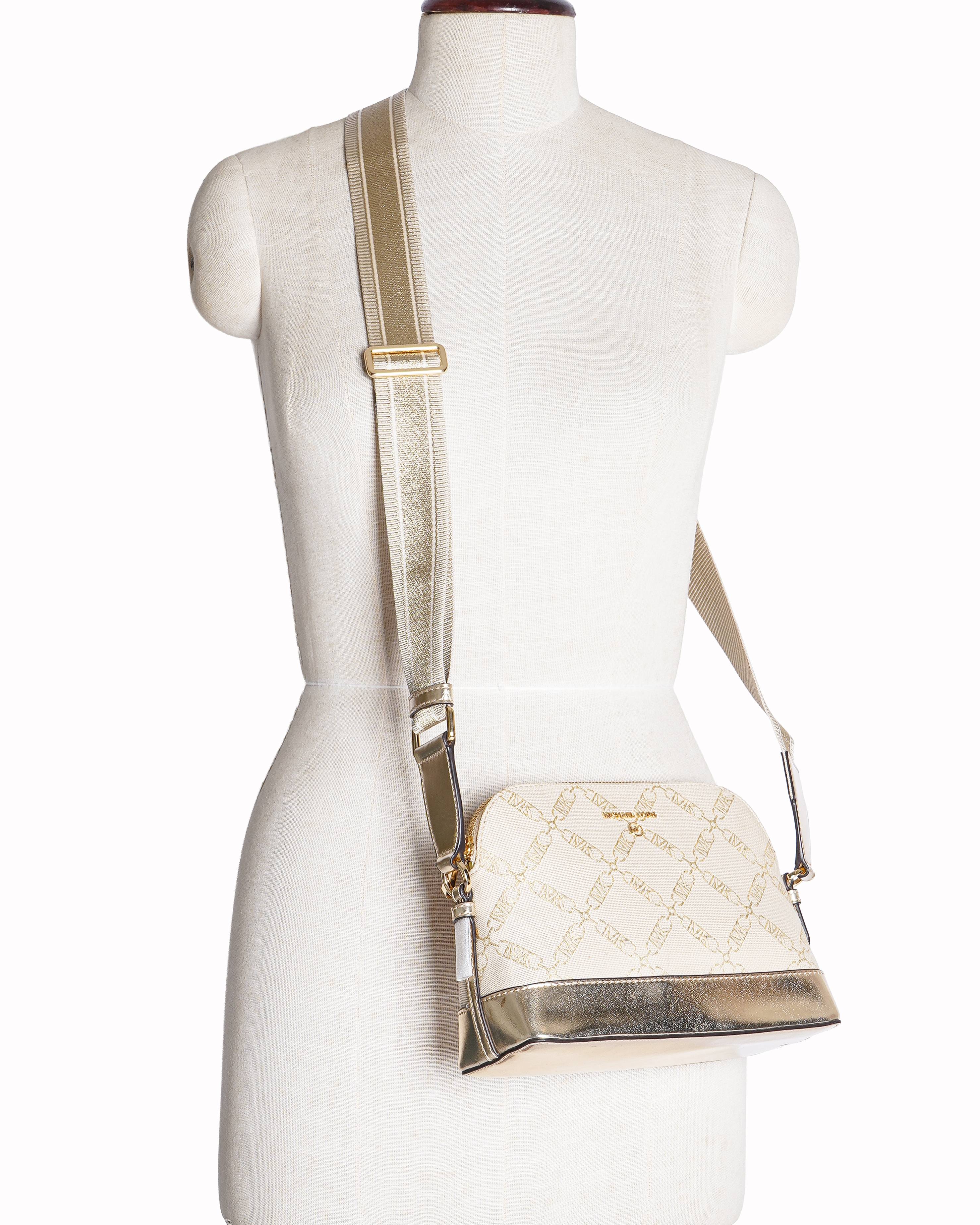 Michael Kors Jet Set Metallic Empire Logo Jacquard Crossbody Bag