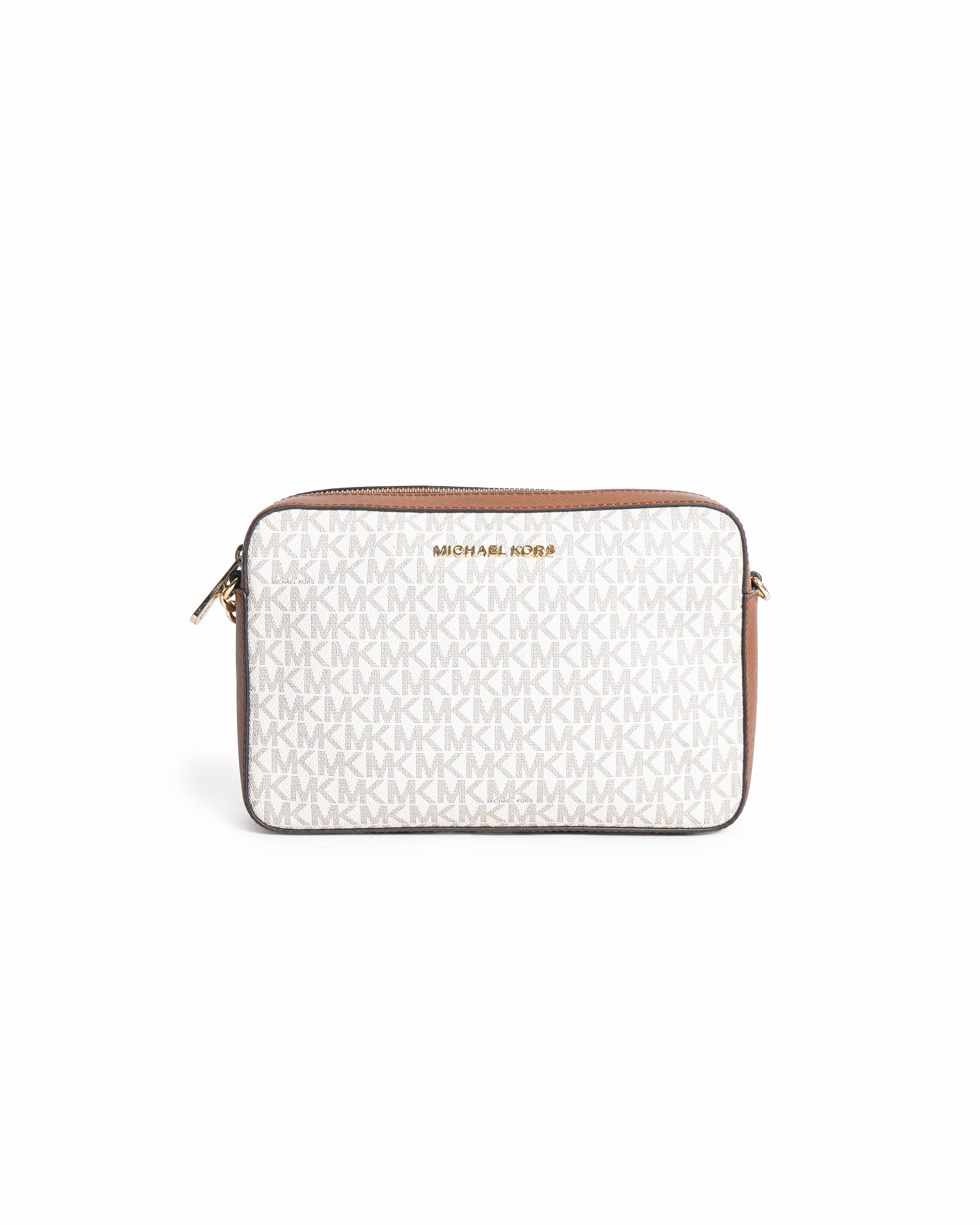 Michael Kors Jet Set Camera Signature Coated Canvas and Leather Crossbody Bag