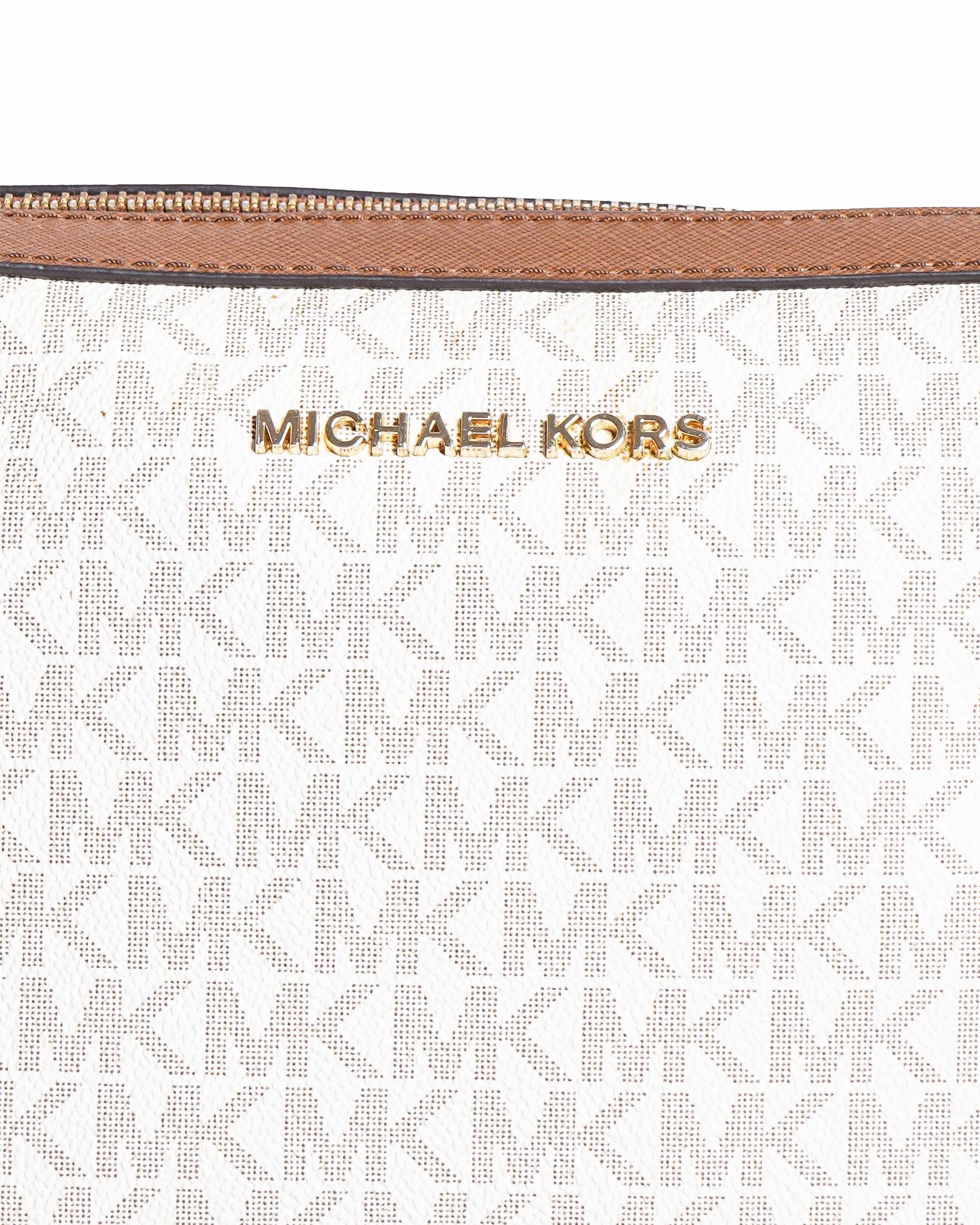 Michael Kors Jet Set Camera Signature Coated Canvas and Leather Crossbody Bag