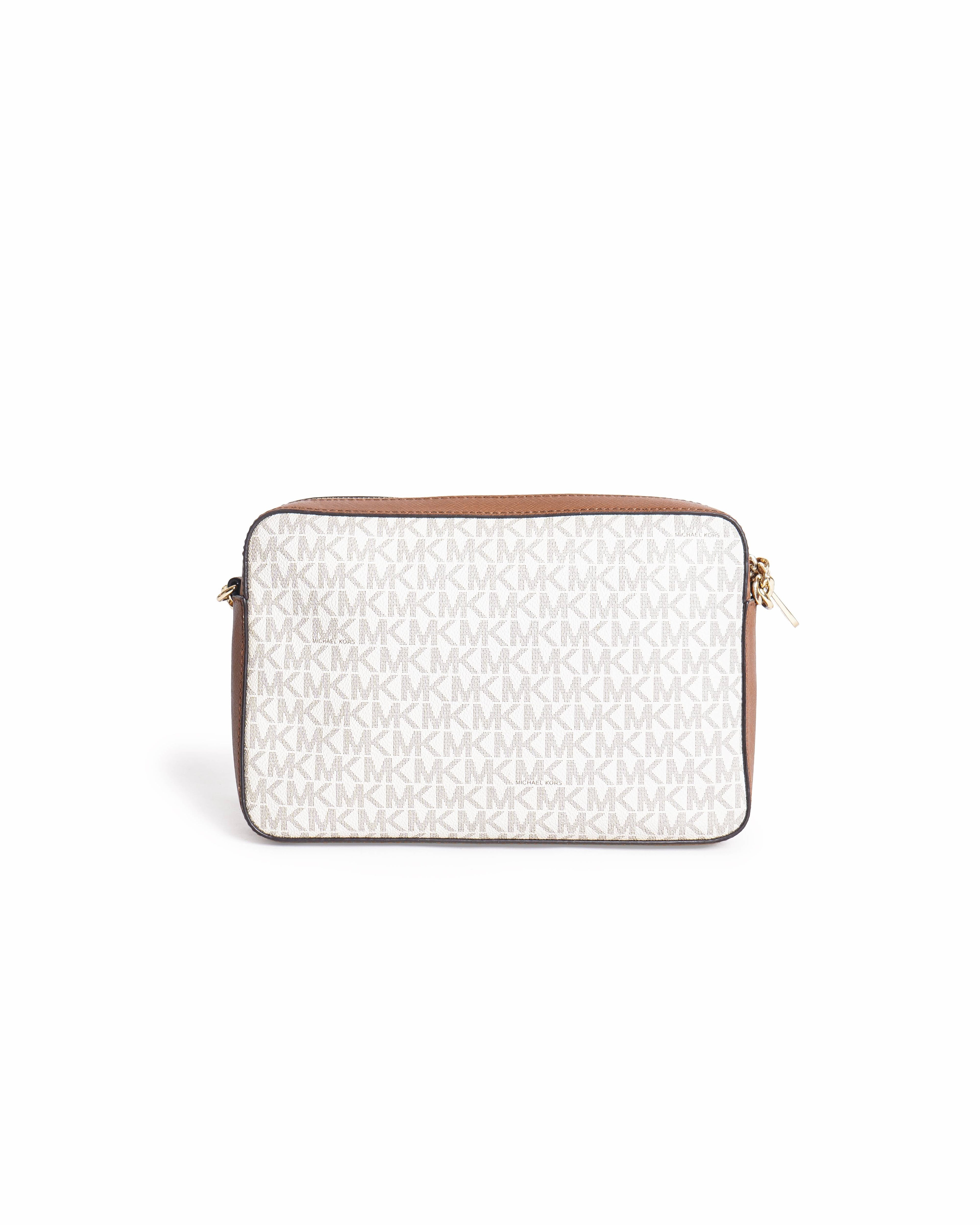 Michael Kors Jet Set Camera Signature Coated Canvas and Leather Crossbody Bag