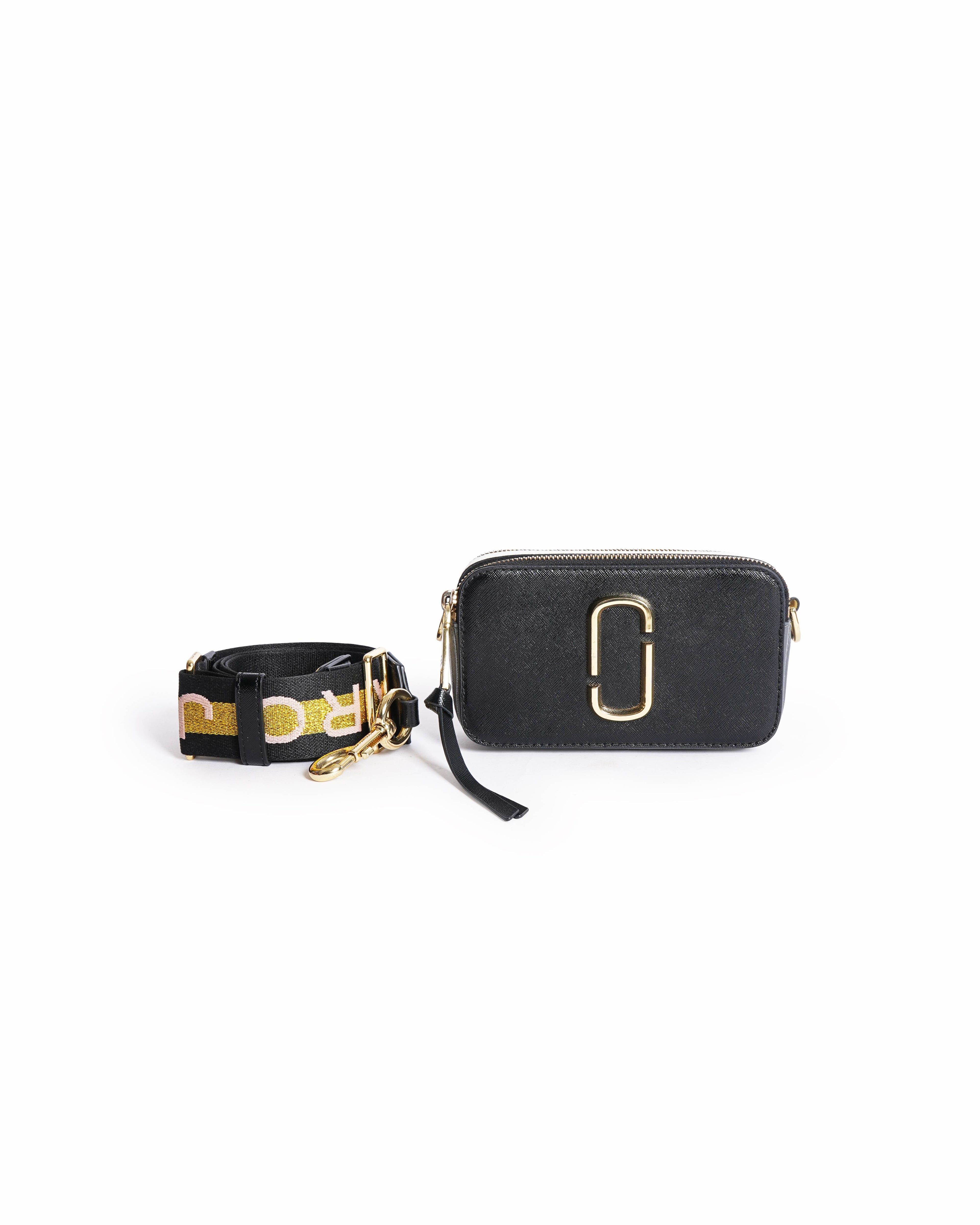Marc Jacob Black & White Saffiano Leather Snapshot Camera Bag