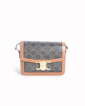 Celine Teen Triomphe Bag in Triomphe Canvas & Calfskin Leather
