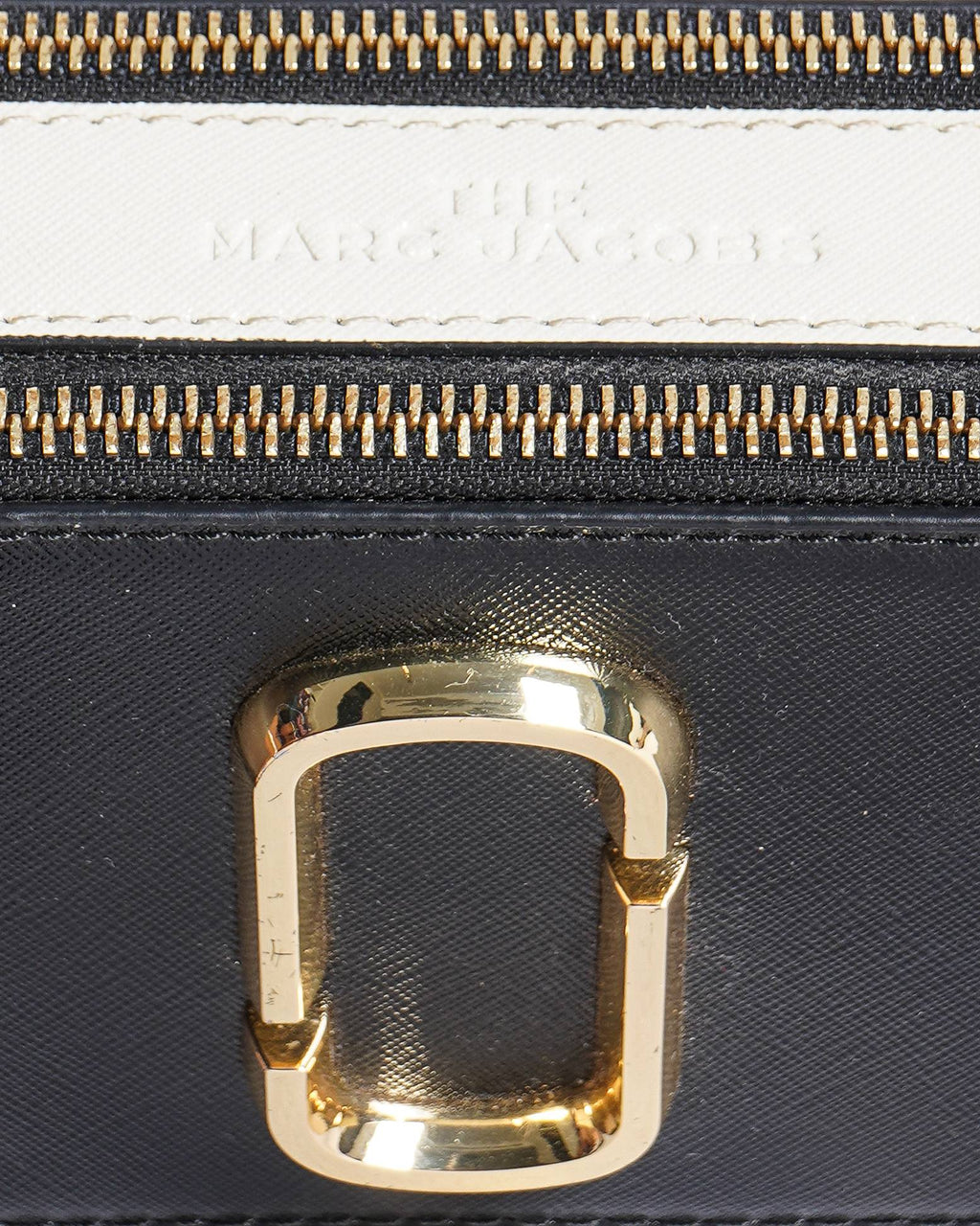 Marc Jacob Black & White Saffiano Leather Snapshot Camera Bag