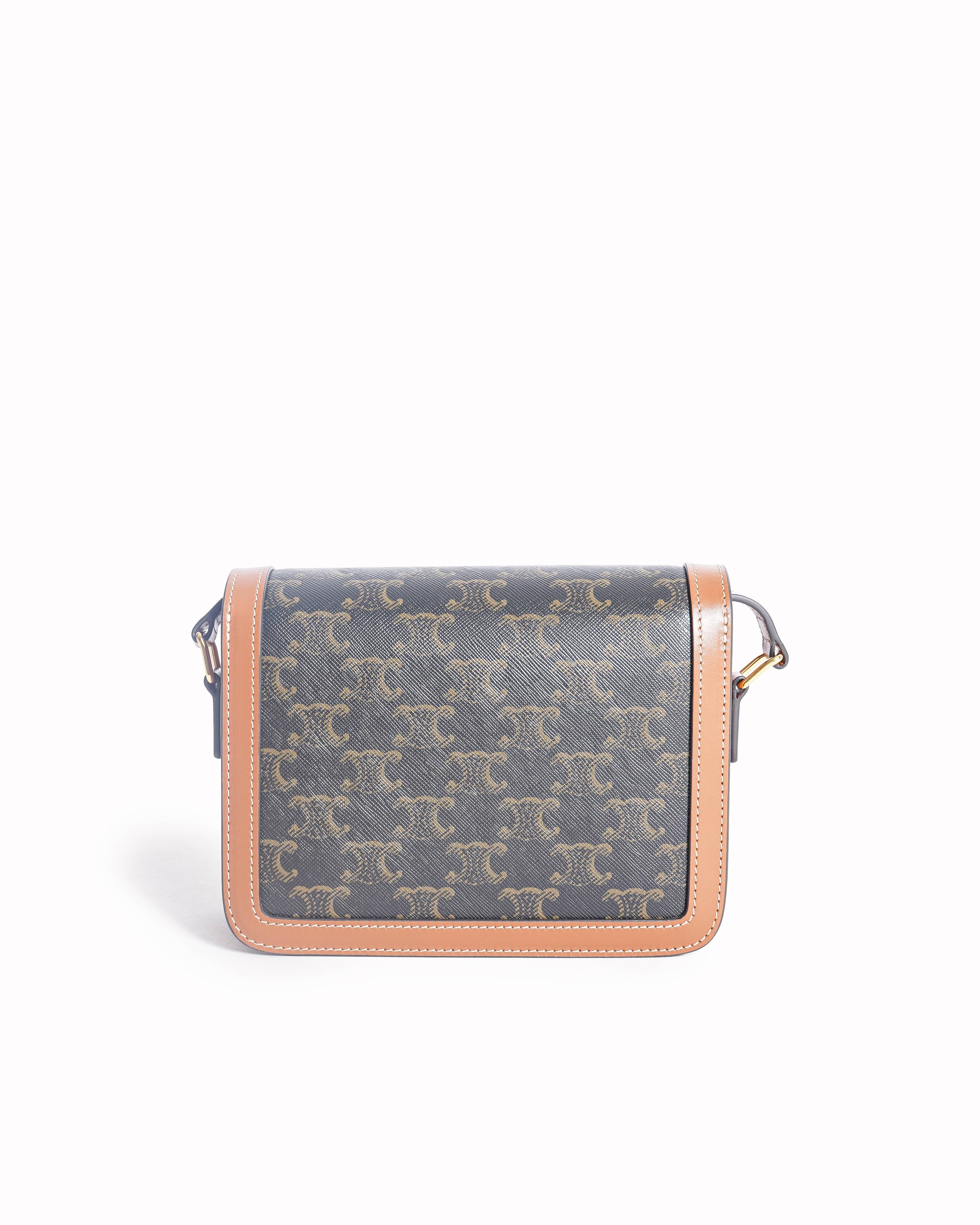 Celine Teen Triomphe Bag in Triomphe Canvas & Calfskin Leather