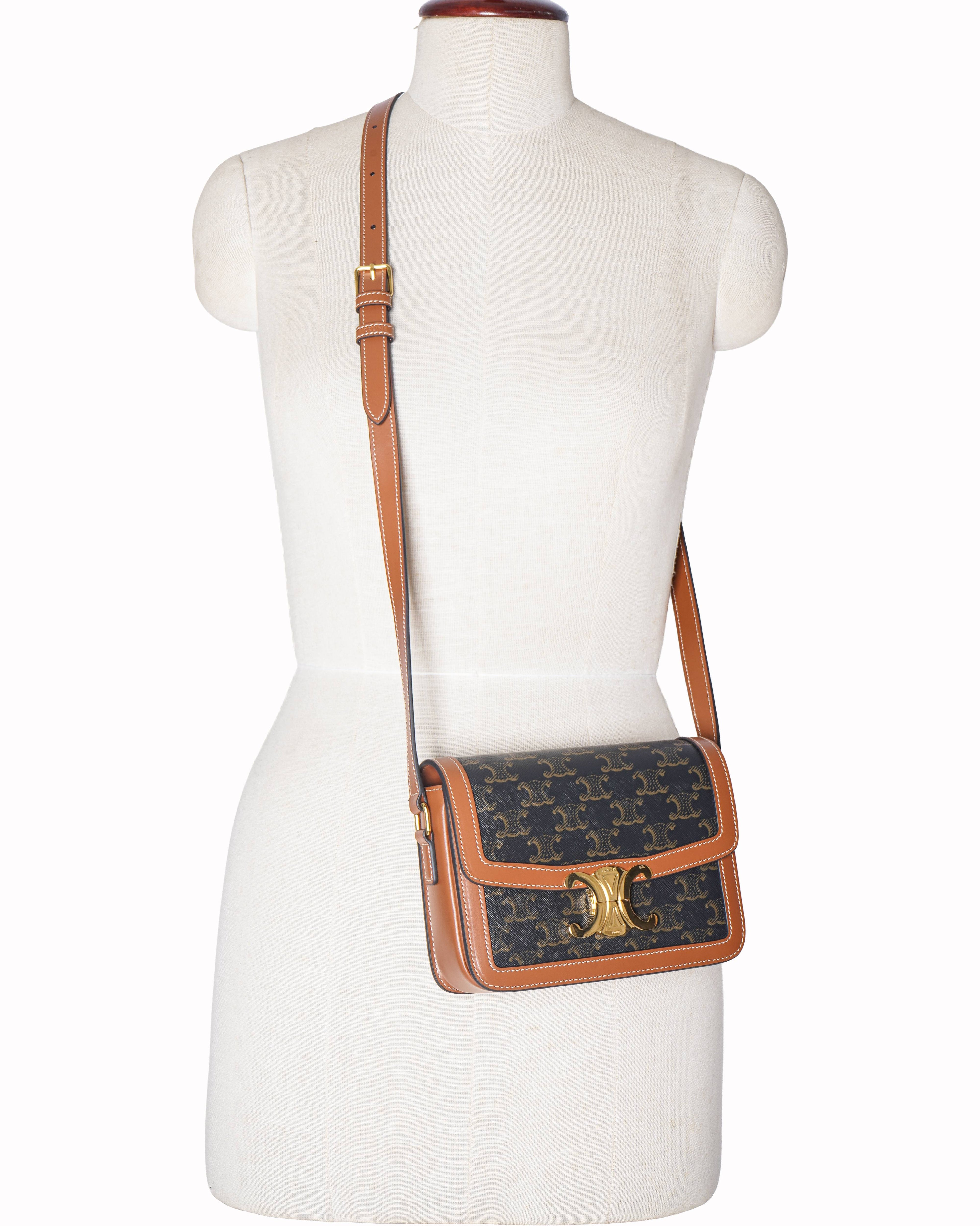 Celine Teen Triomphe Bag in Triomphe Canvas & Calfskin Leather