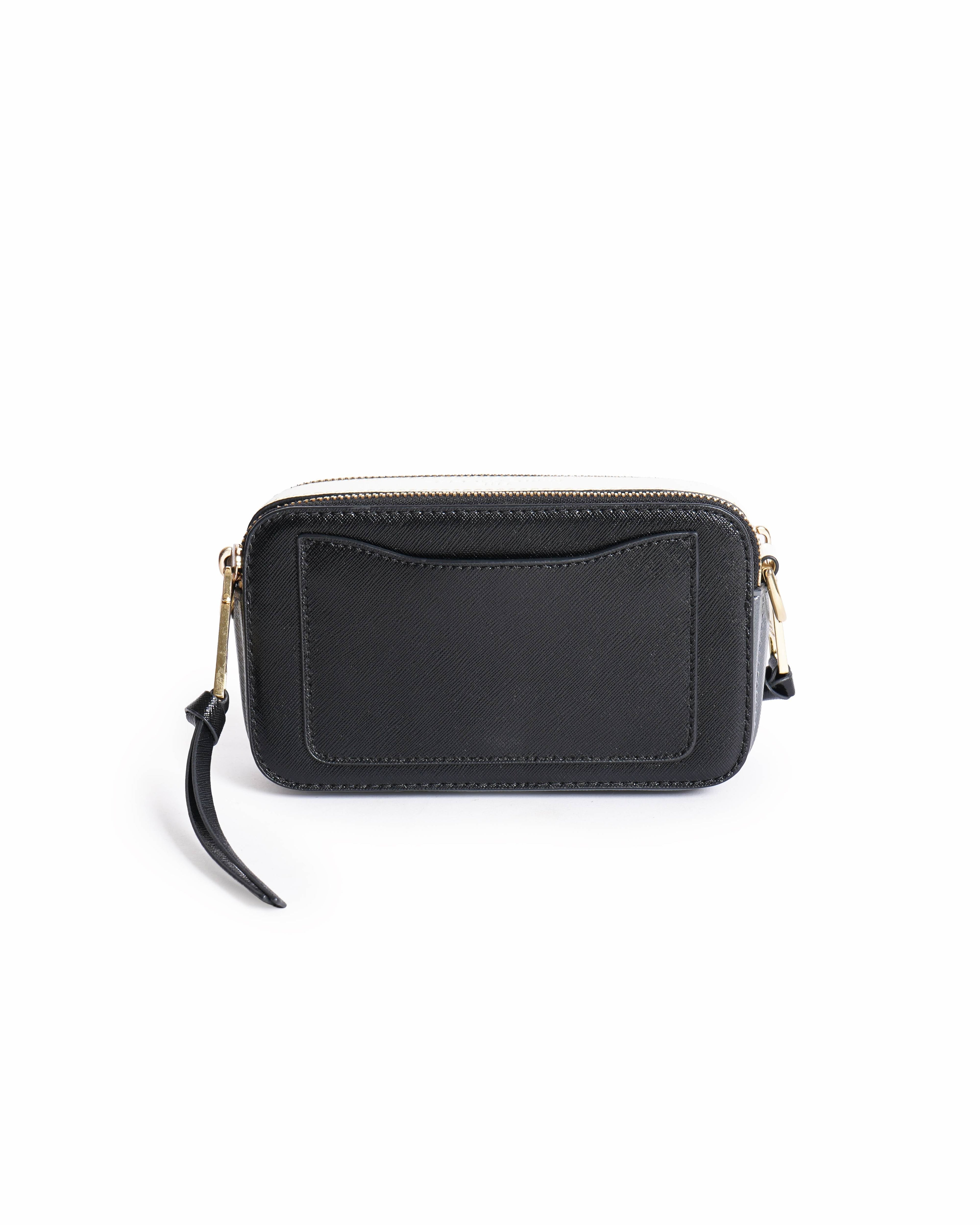 Marc Jacob Black & White Saffiano Leather Snapshot Camera Bag