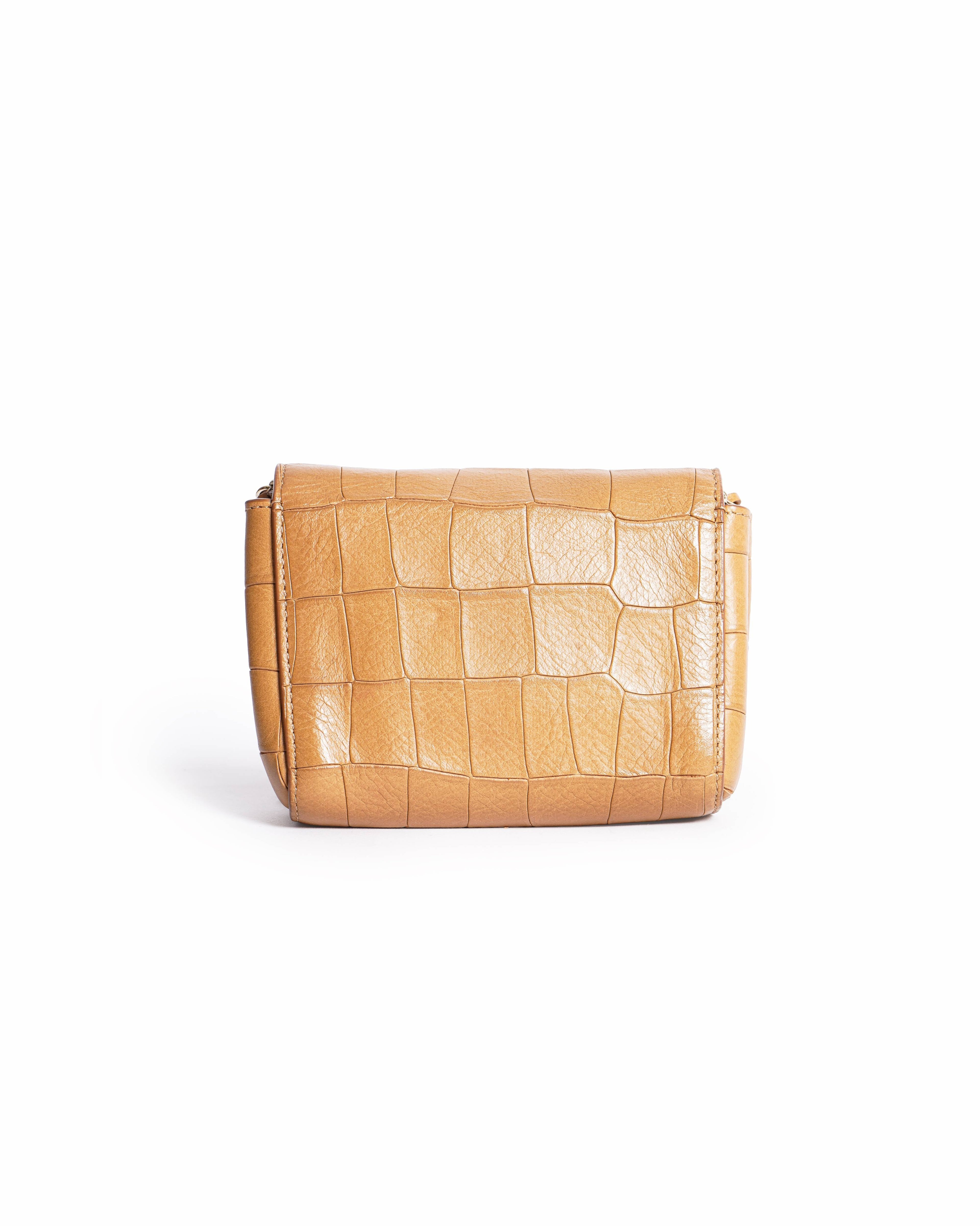 Mulberry mini lily croc- embossed leather crossbody bag