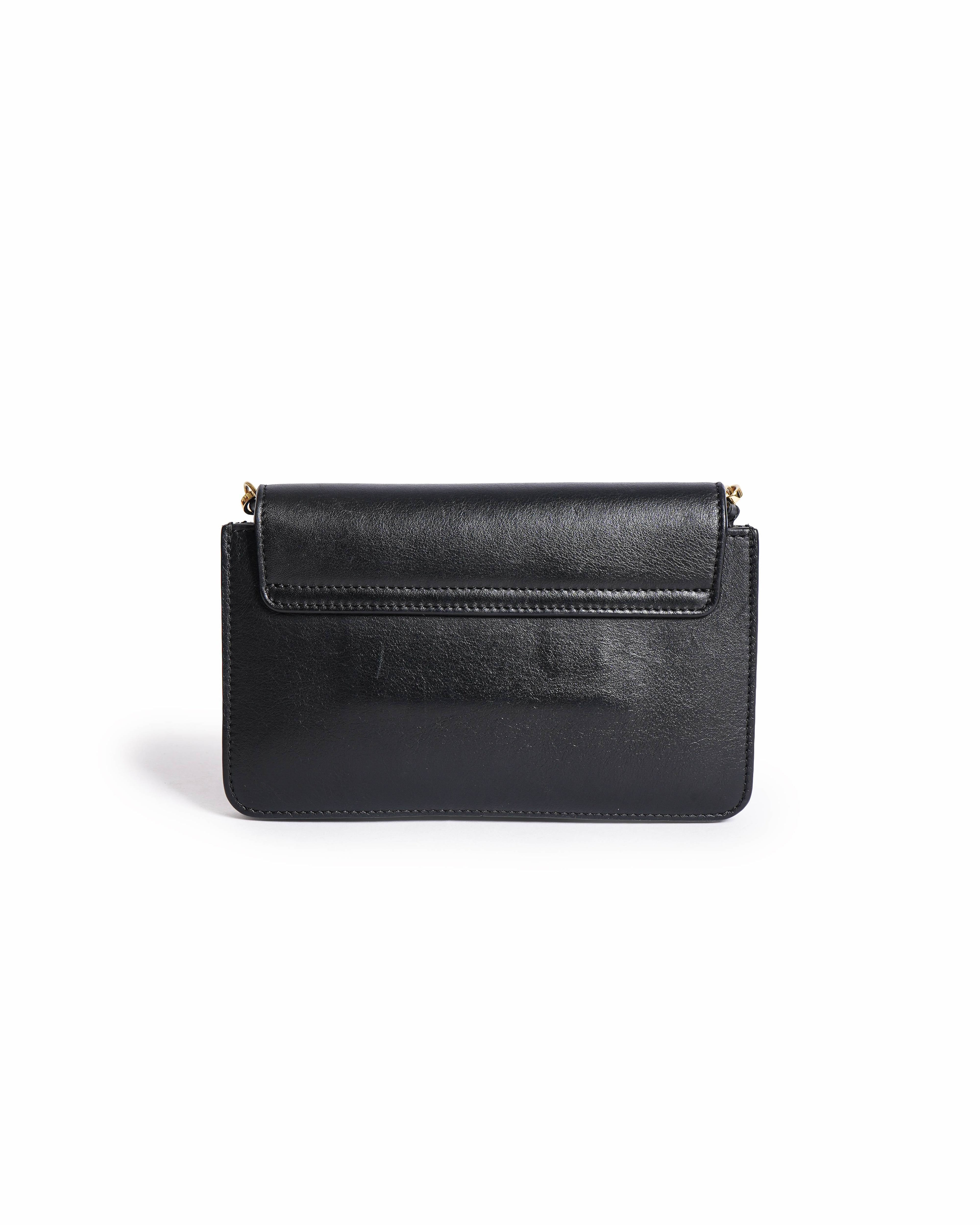 Chloé Black Leather Drew Bijou Clutch With Deattachable Crossbody Bag