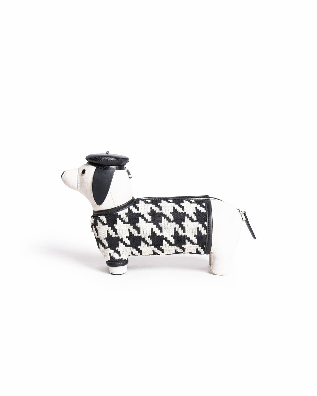 Kate Spade Claude Dog Dachshund Houndstooth Canvas Leather Crossbody Bag