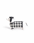 Kate Spade Claude Dog Dachshund Houndstooth Canvas Leather Crossbody Bag