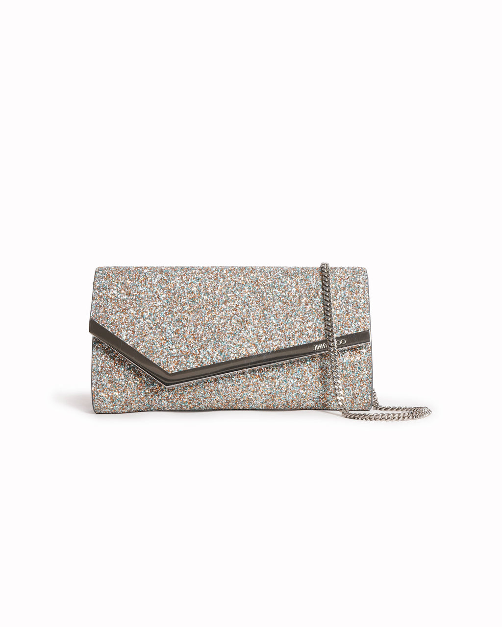 Jimmy choo  Emmie Coarse Glitter Fabric Clutch Bag