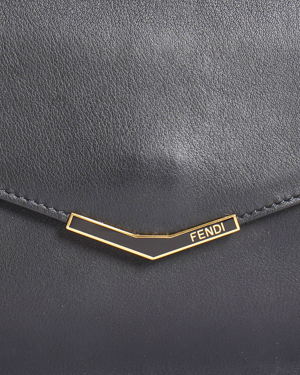 Fendi  Black Leather 2 Jours Envelope Clutch