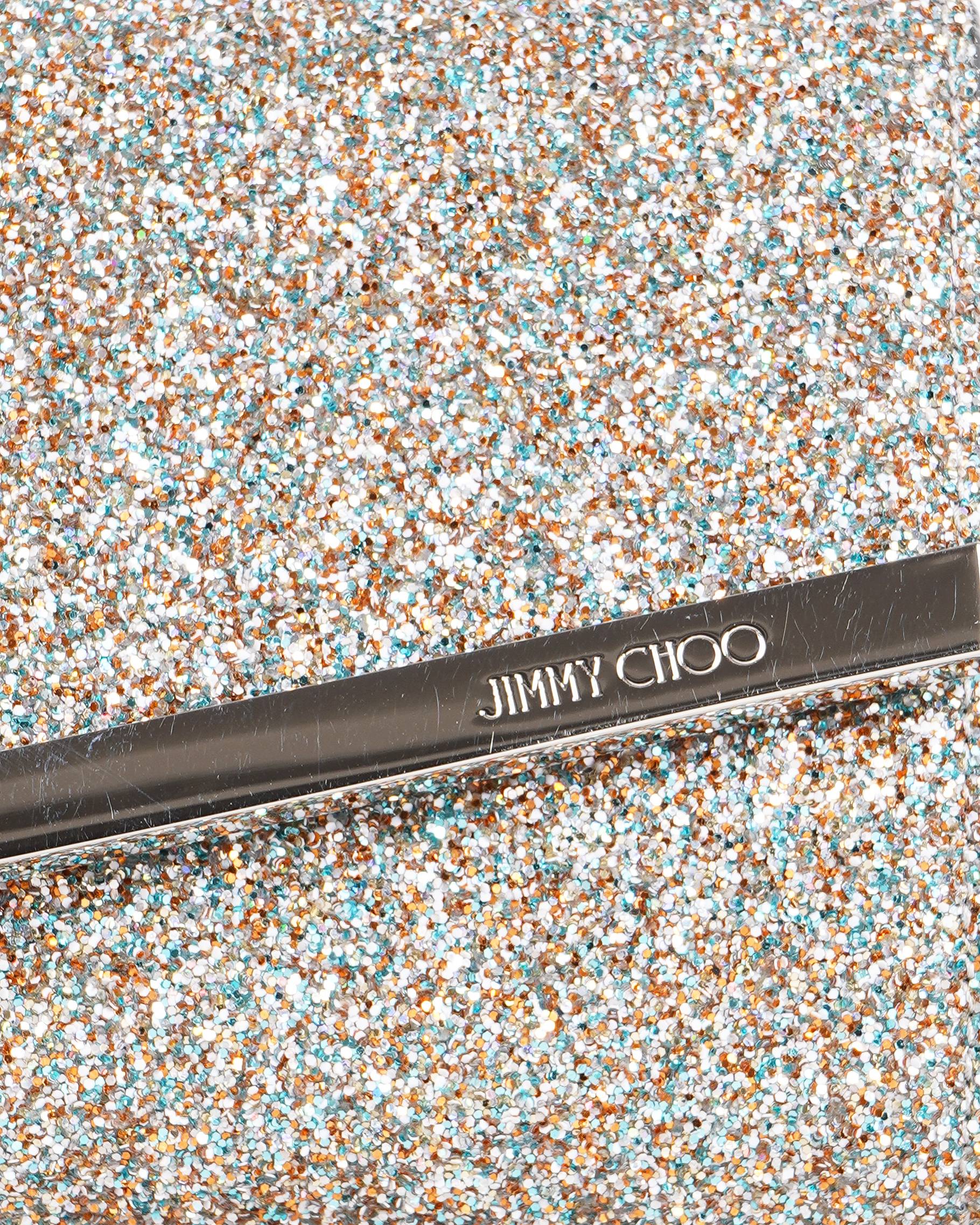 Jimmy choo  Emmie Coarse Glitter Fabric Clutch Bag