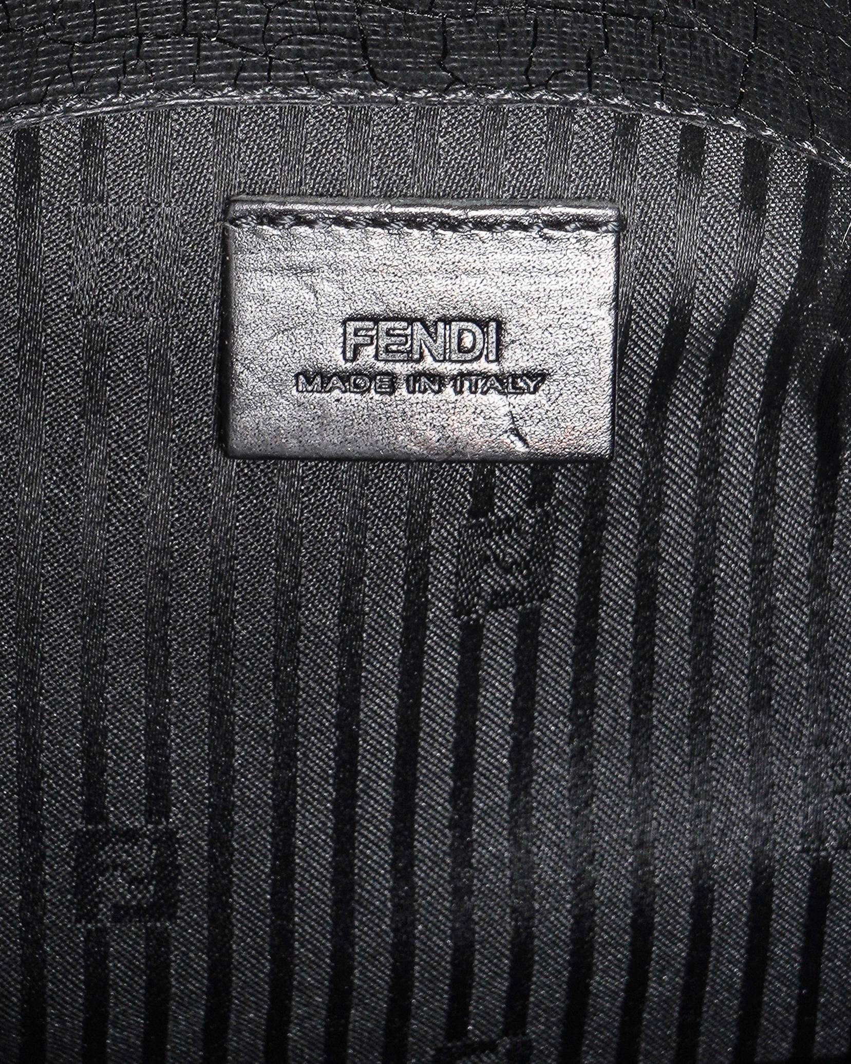 Fendi  Black Leather 2 Jours Envelope Clutch