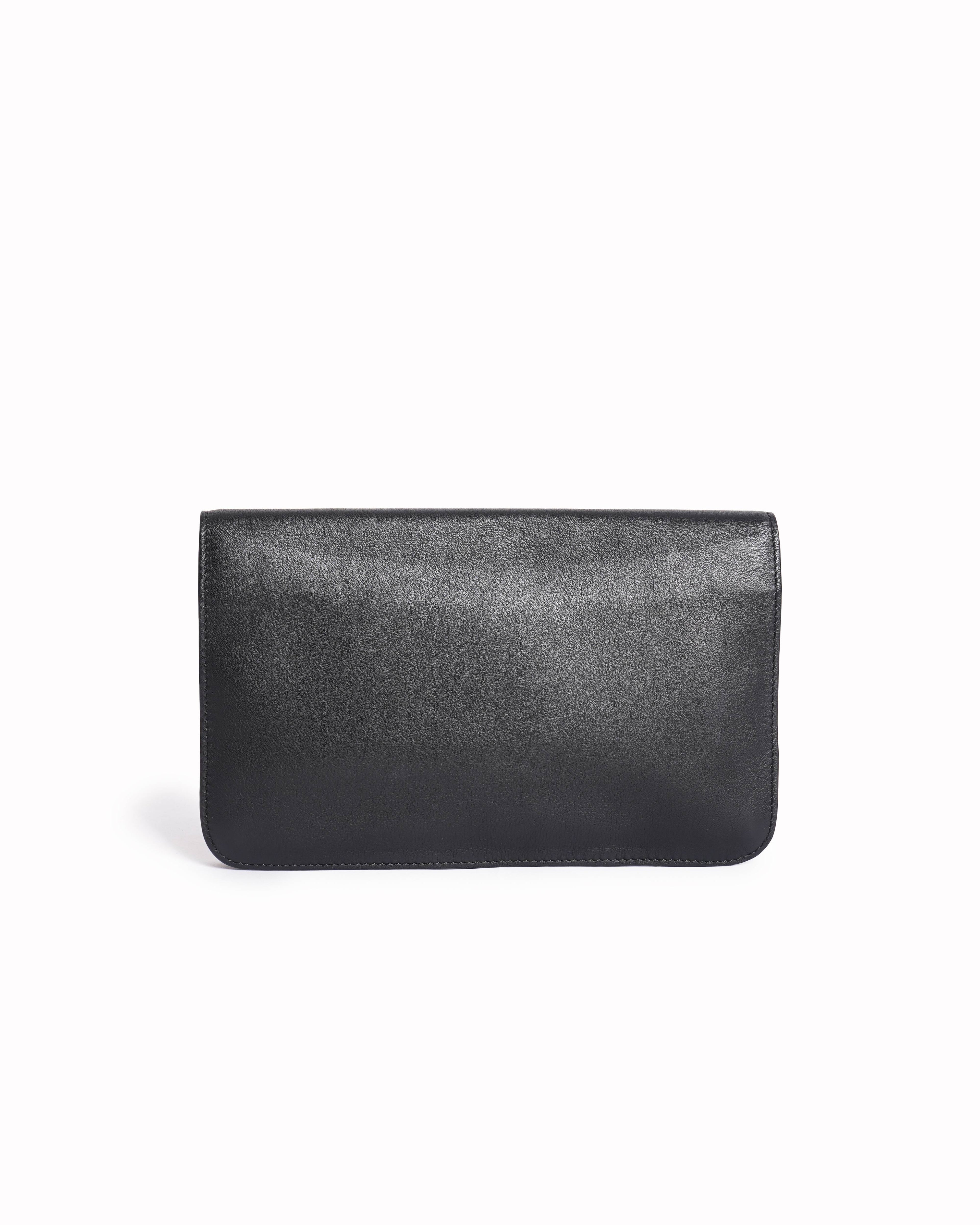 Fendi  Black Leather 2 Jours Envelope Clutch