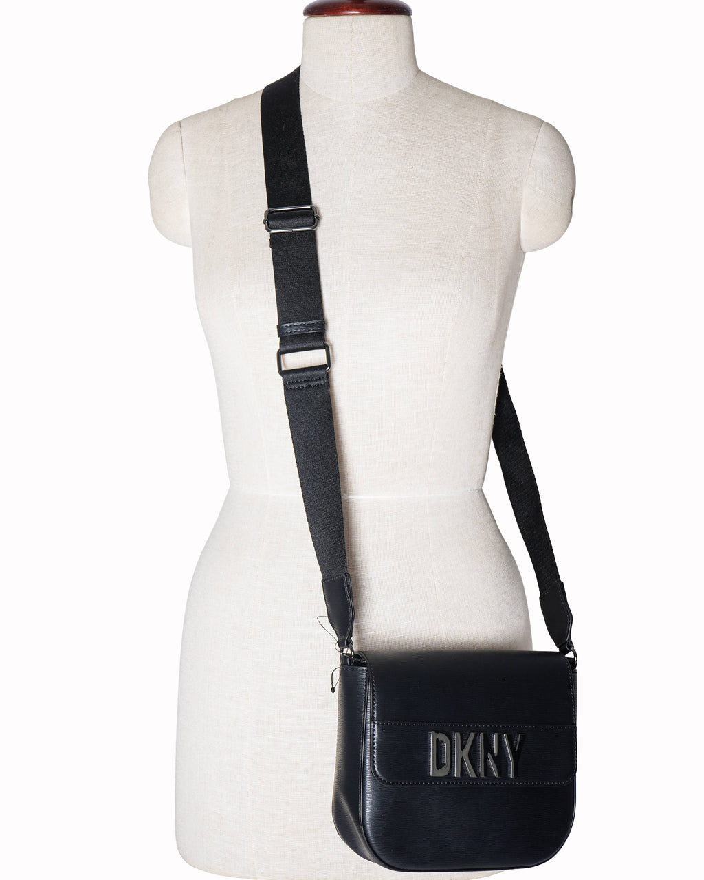DKNY black textured leather crossbody bag