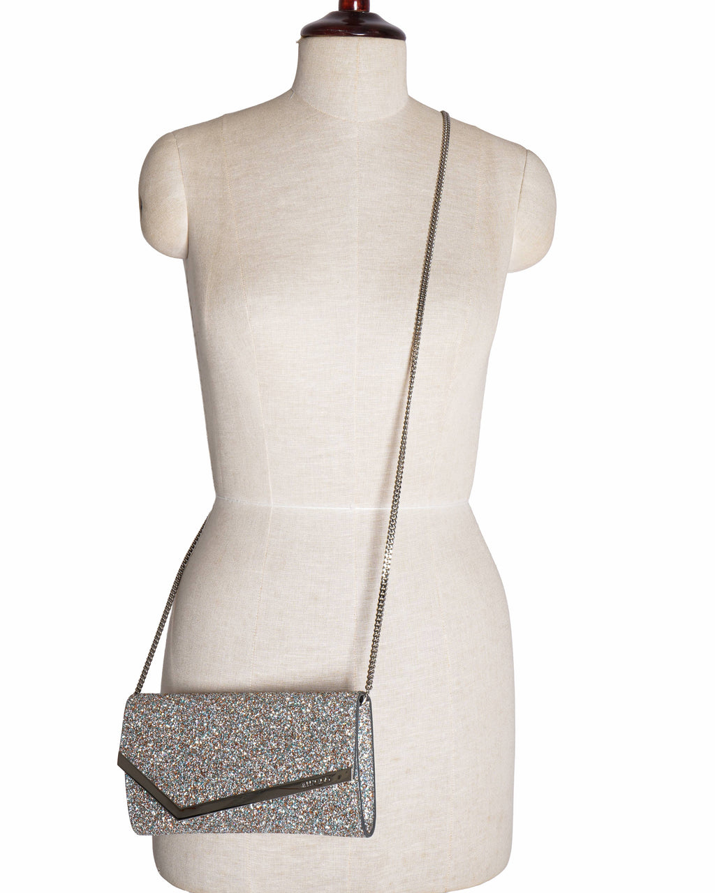 Jimmy choo  Emmie Coarse Glitter Fabric Clutch Bag