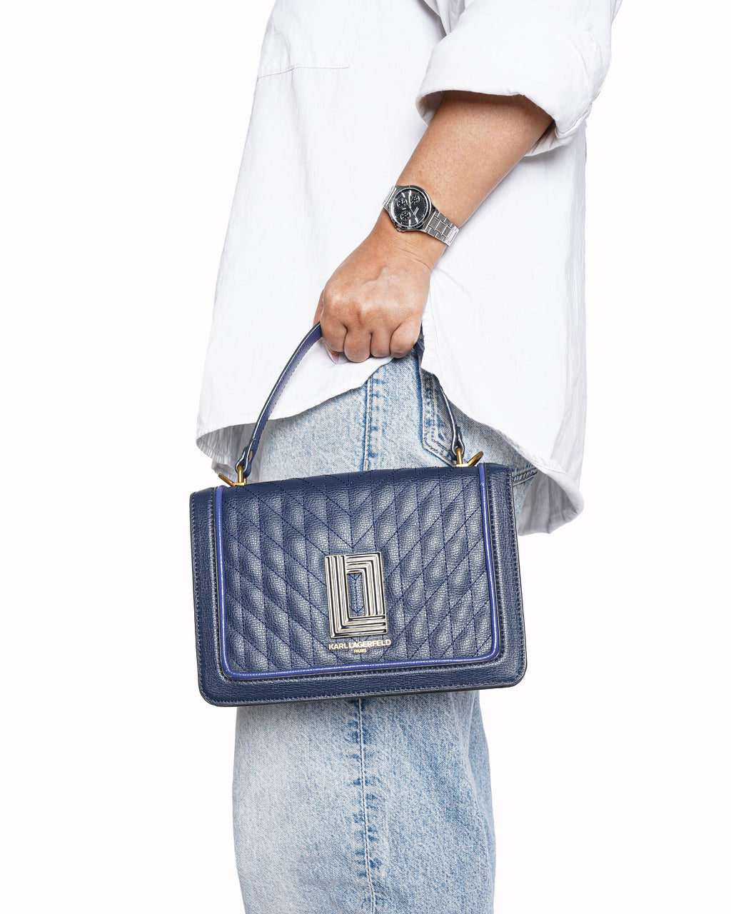 Karl Lagerfeld Paris Quilted Leather Crossbody Bag