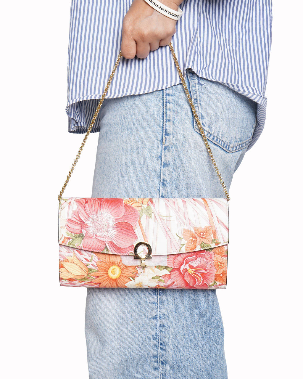 Salvatore Ferragamo floral print shoulder clutch bag
