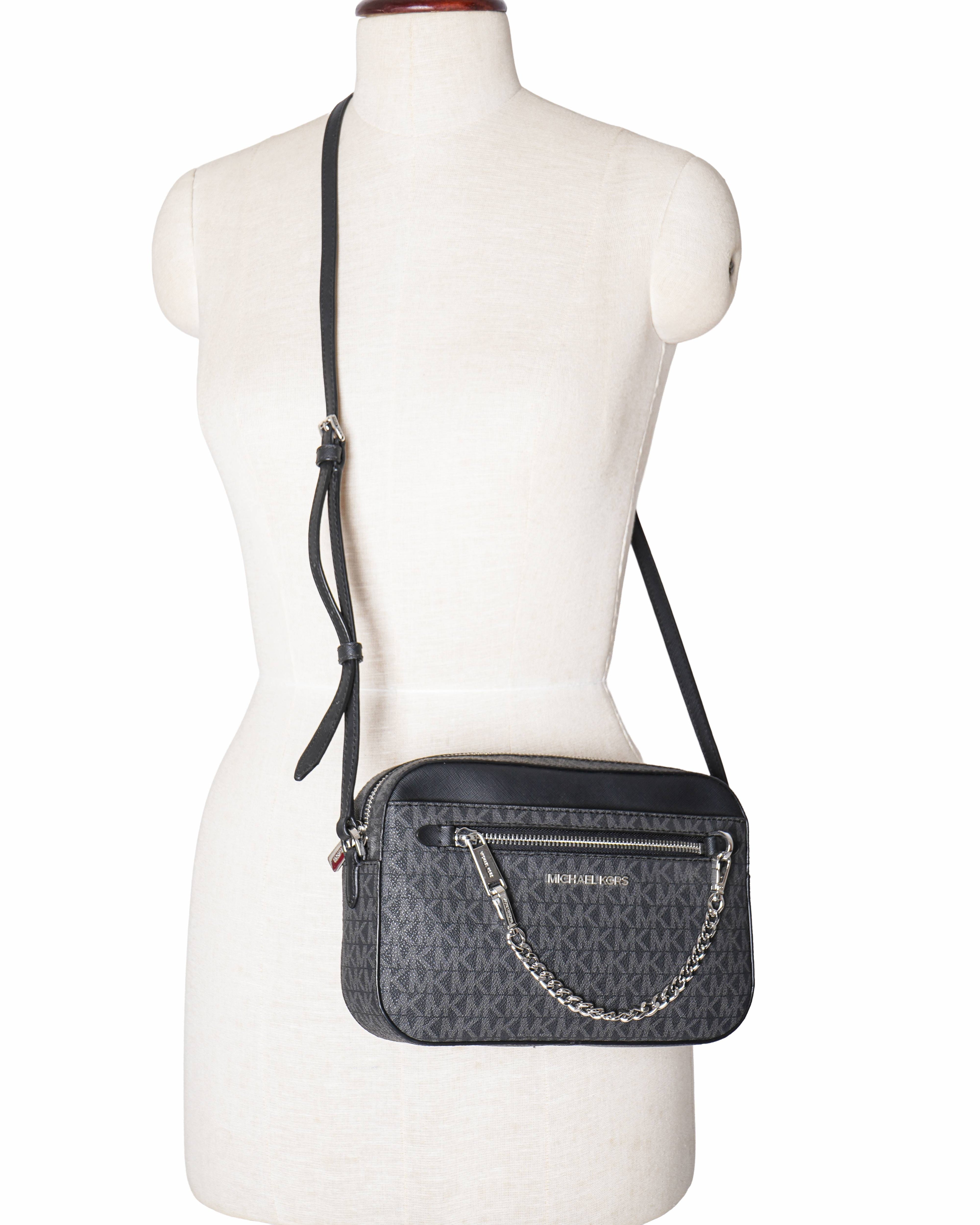 Michael kors jet set monogram camera crossbody bag