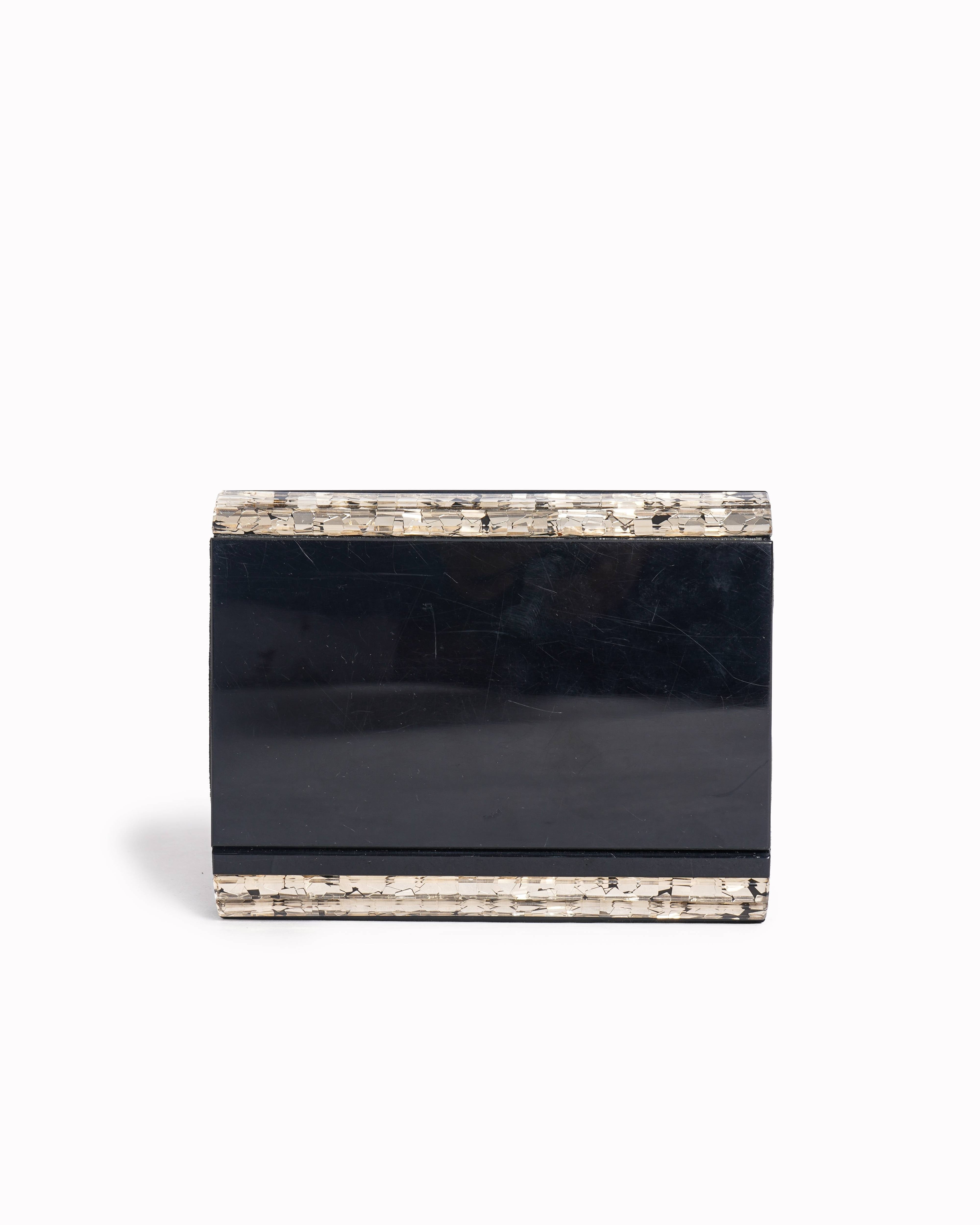 Jimmy Choo shimmering acrylic & suede candy chain clutch