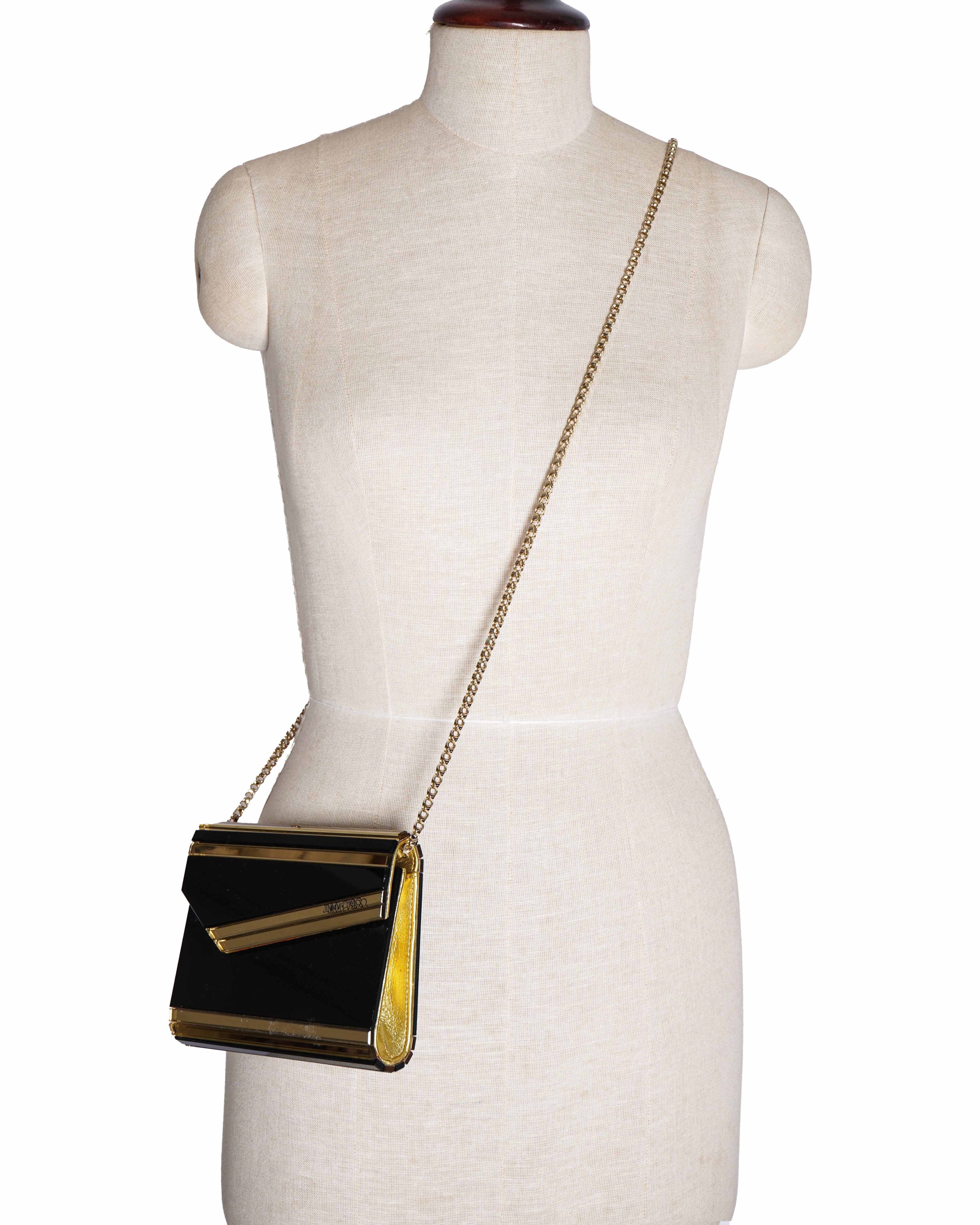 Jimmy Choo Acrylic Crossbody Bag In Black & Gold