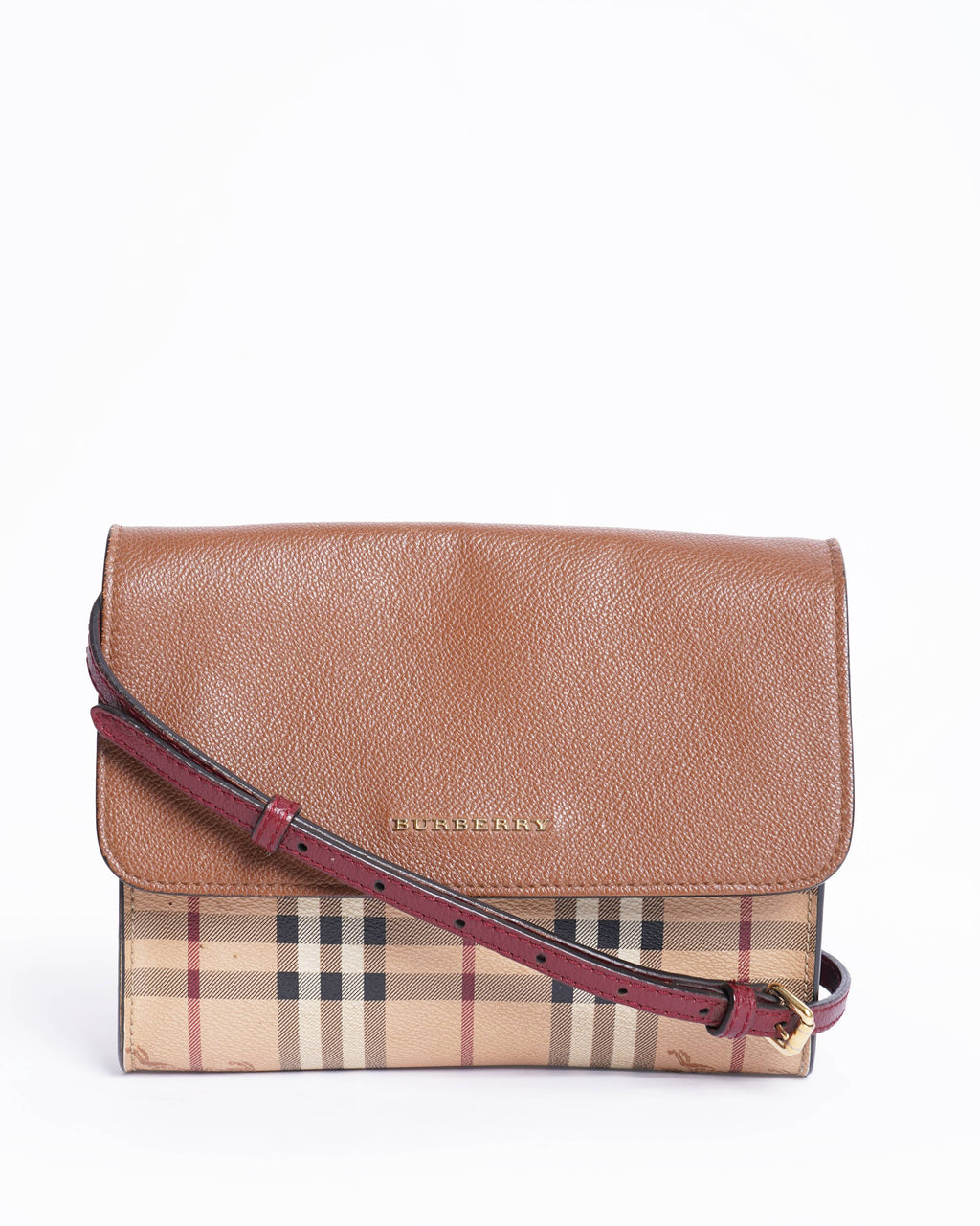 Burberry Loxley Crossbody Bag Haymarket Coated Canvas and Leather Small