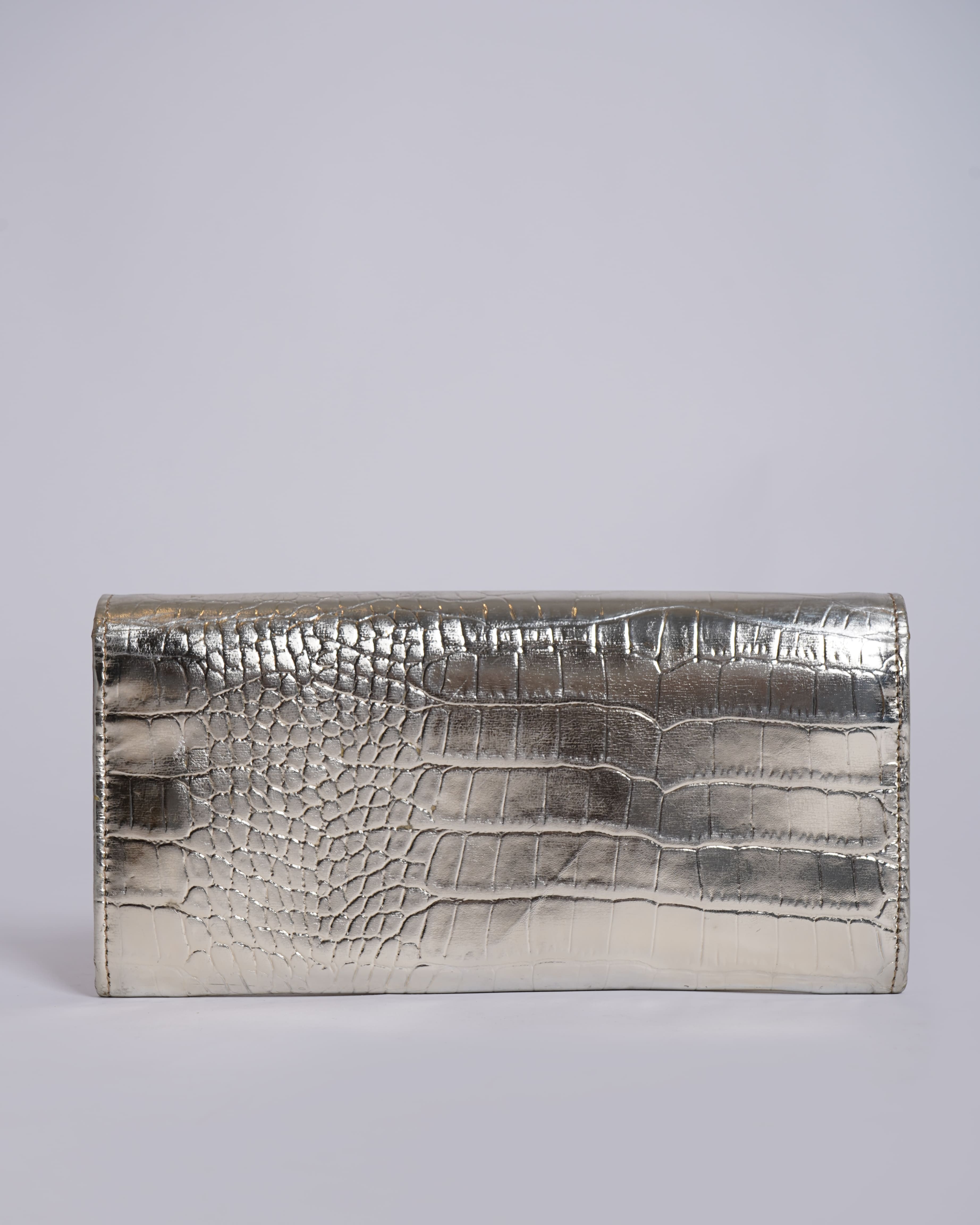 Jimmy Choo Gold Tone Clutch with shoulder chain