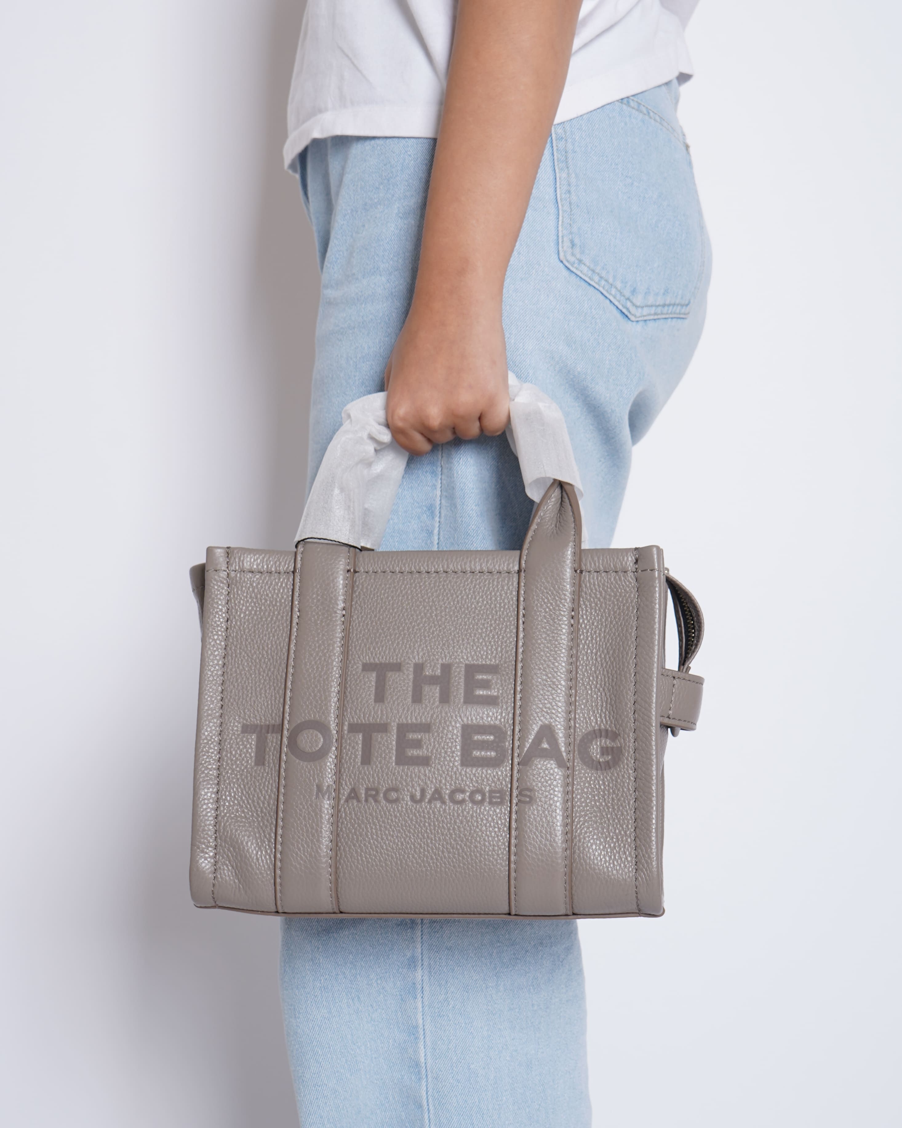New Marc jacobs leather medium tote bag in grey