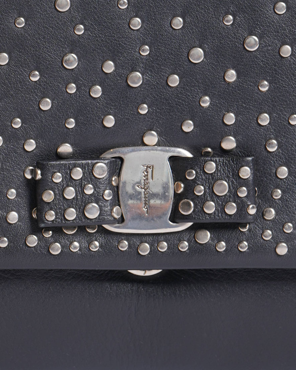 Salvatore ferragamo black ginny studded small crossbody bag