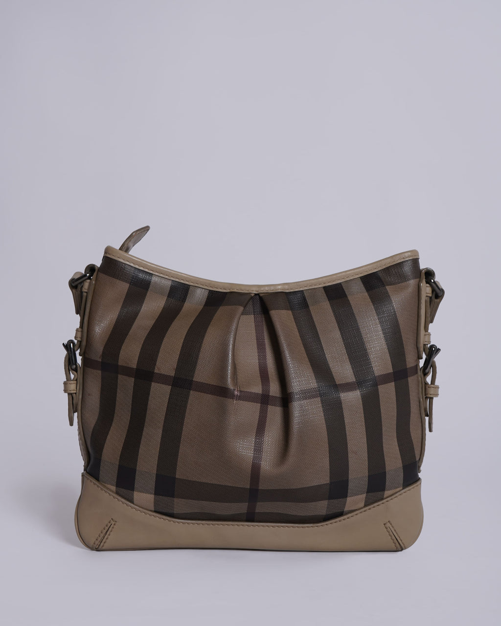 Burberry Beige/Grey Smoked Check Coated Canvas & Leather Hartham Shoulder Bag