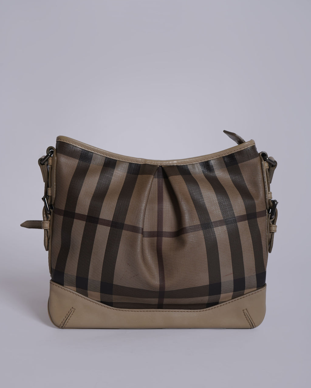 Burberry Beige/Grey Smoked Check Coated Canvas & Leather Hartham Shoulder Bag