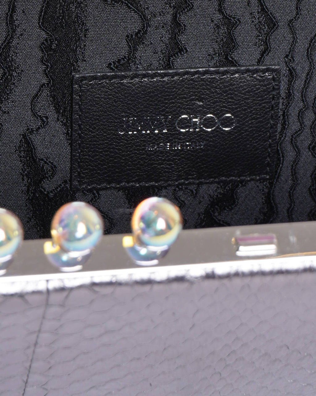Jimmy Choo Leather Metallic Grey Clutch