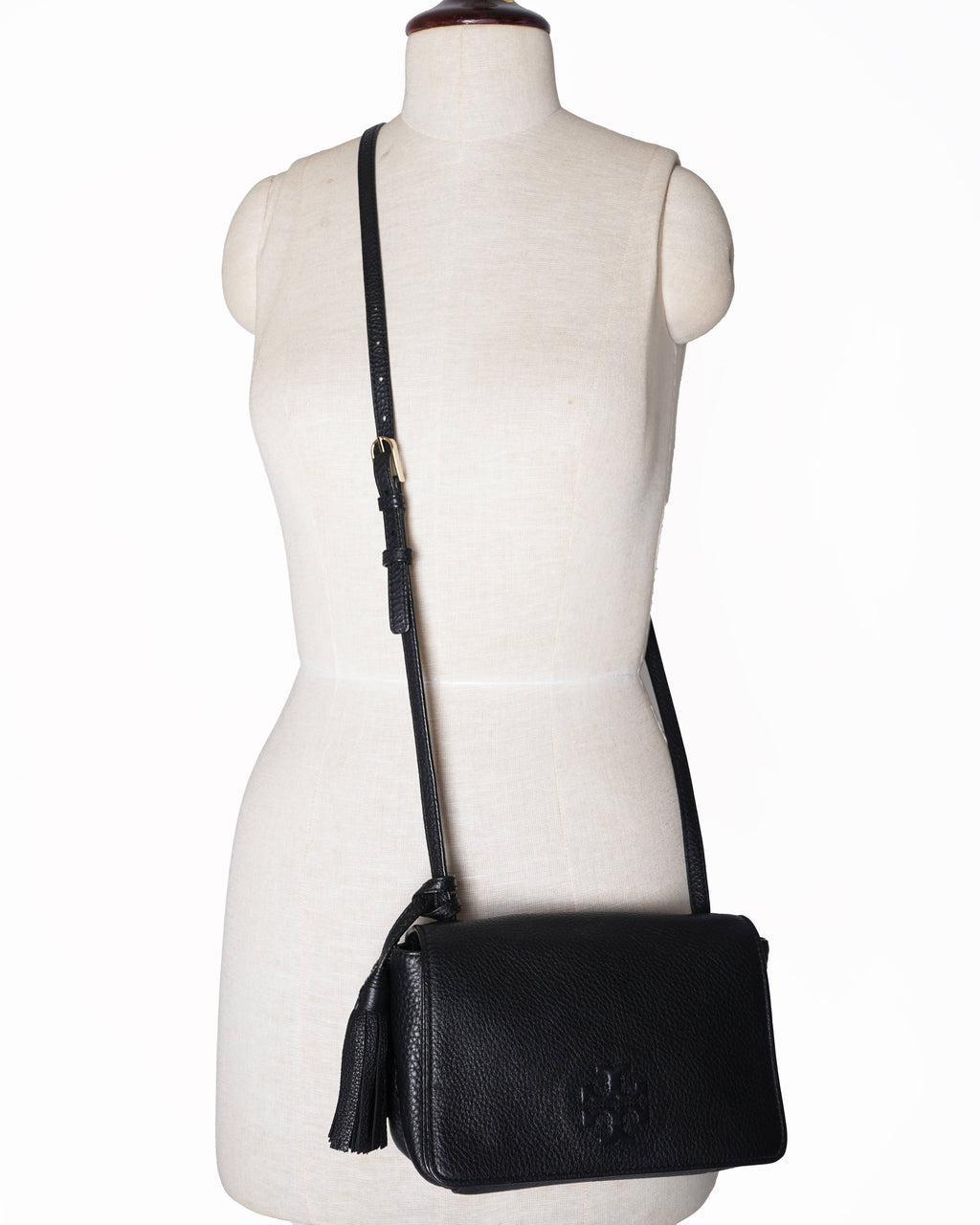 Tory burch black leather crossbody bag