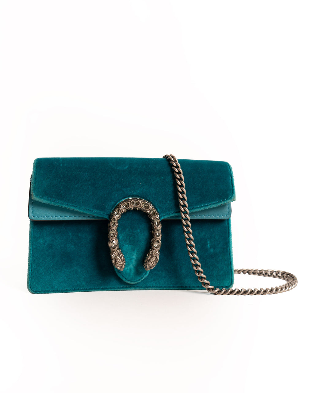 Gucci Dionysus Velvet Small Pavone Cyan Crossbody Bag
