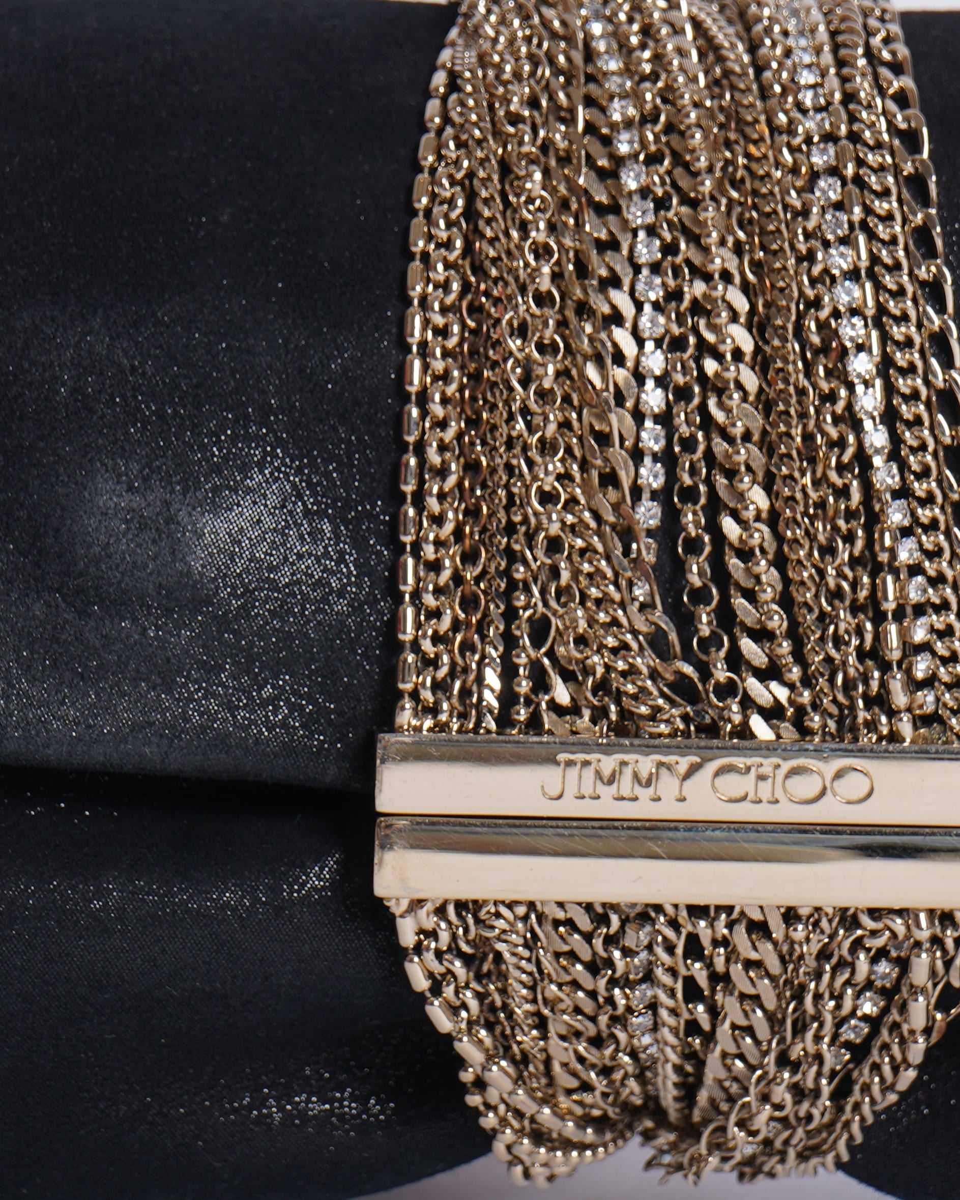 Jimmy Choo Chandra Crystal Embellished Bracelet Suede Clutch