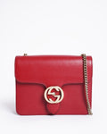 Gucci Red Interlocking Chain Leather Shoulder Bag